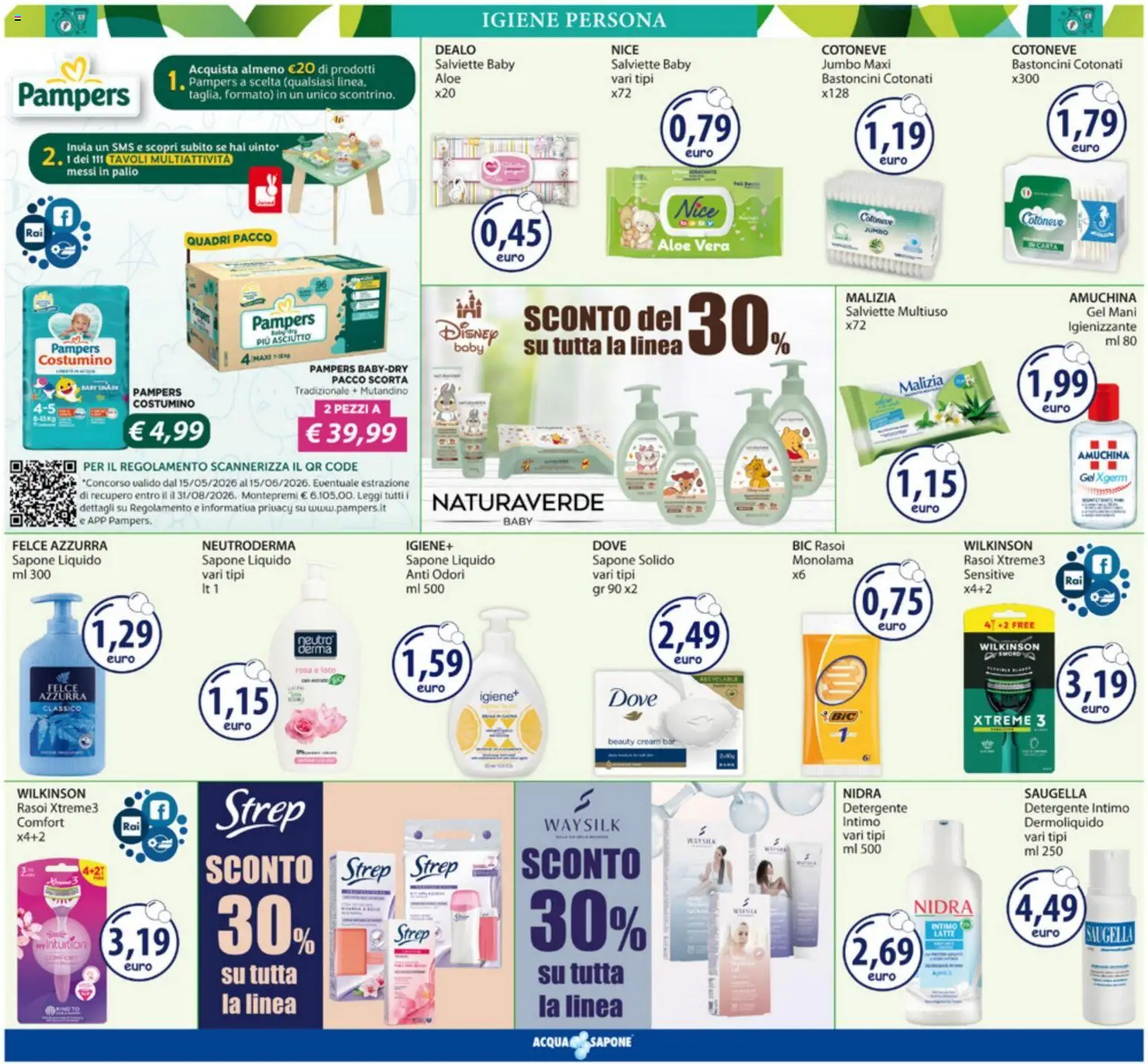 Volantino Acqua e Sapone del 18.05.2026 | Pagina: 9 | Prodotti: Detergente, Intimo, Latte, Pampers