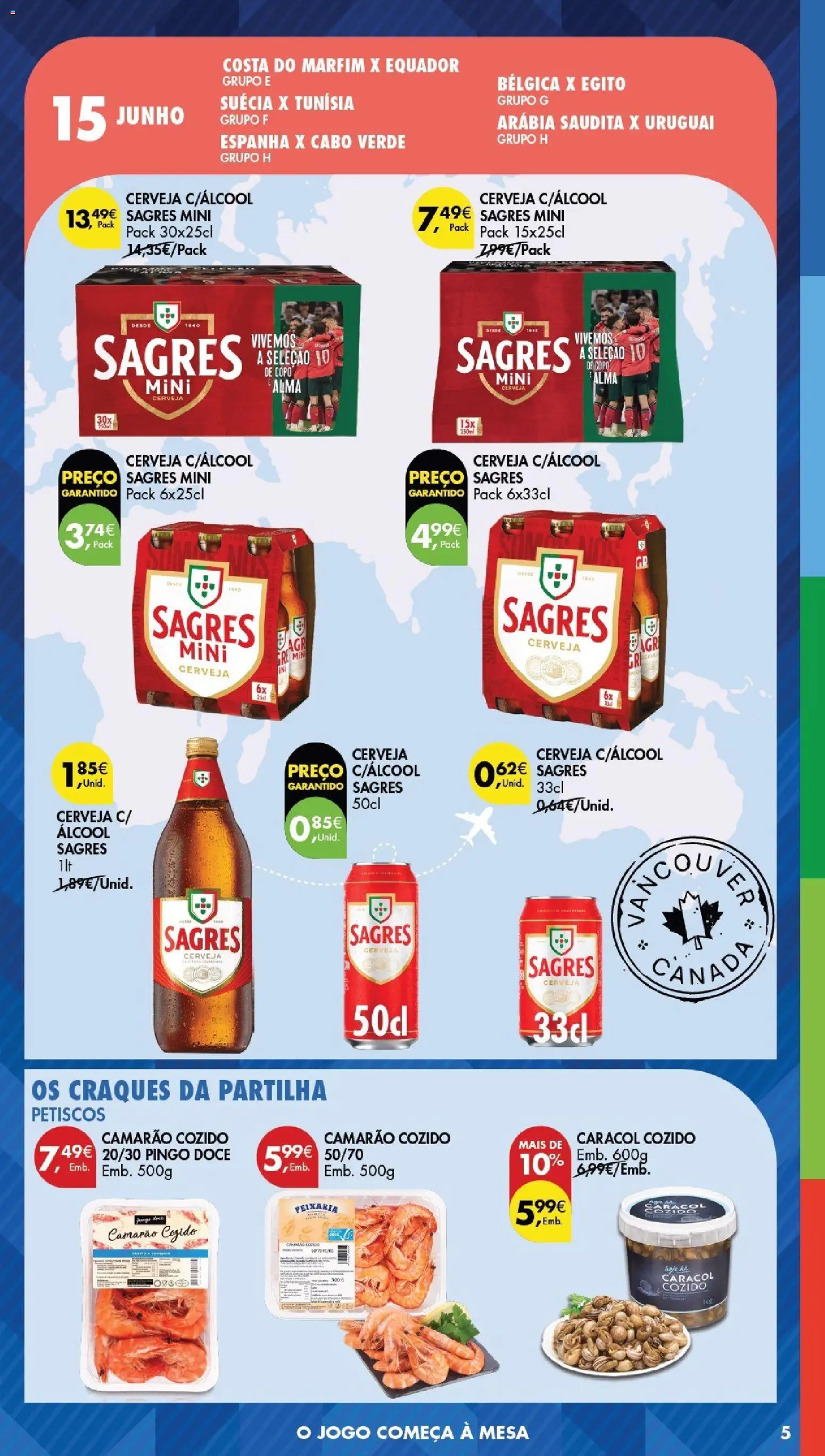 Pingo Doce Bebidas e Petiscos 2026 │ válido de 09.06.2026 | Página: 5 | Produtos: Cabo, Camarão, Mesa, Cerveja