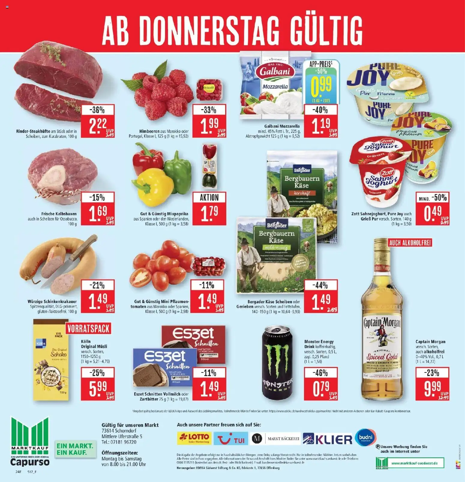 Marktkauf Prospekt Schorndorf (ab 24.08.2026) » Angebote online | Seite: 28 | Produkte: Grieß, Mozzarella, Monster, Sahne