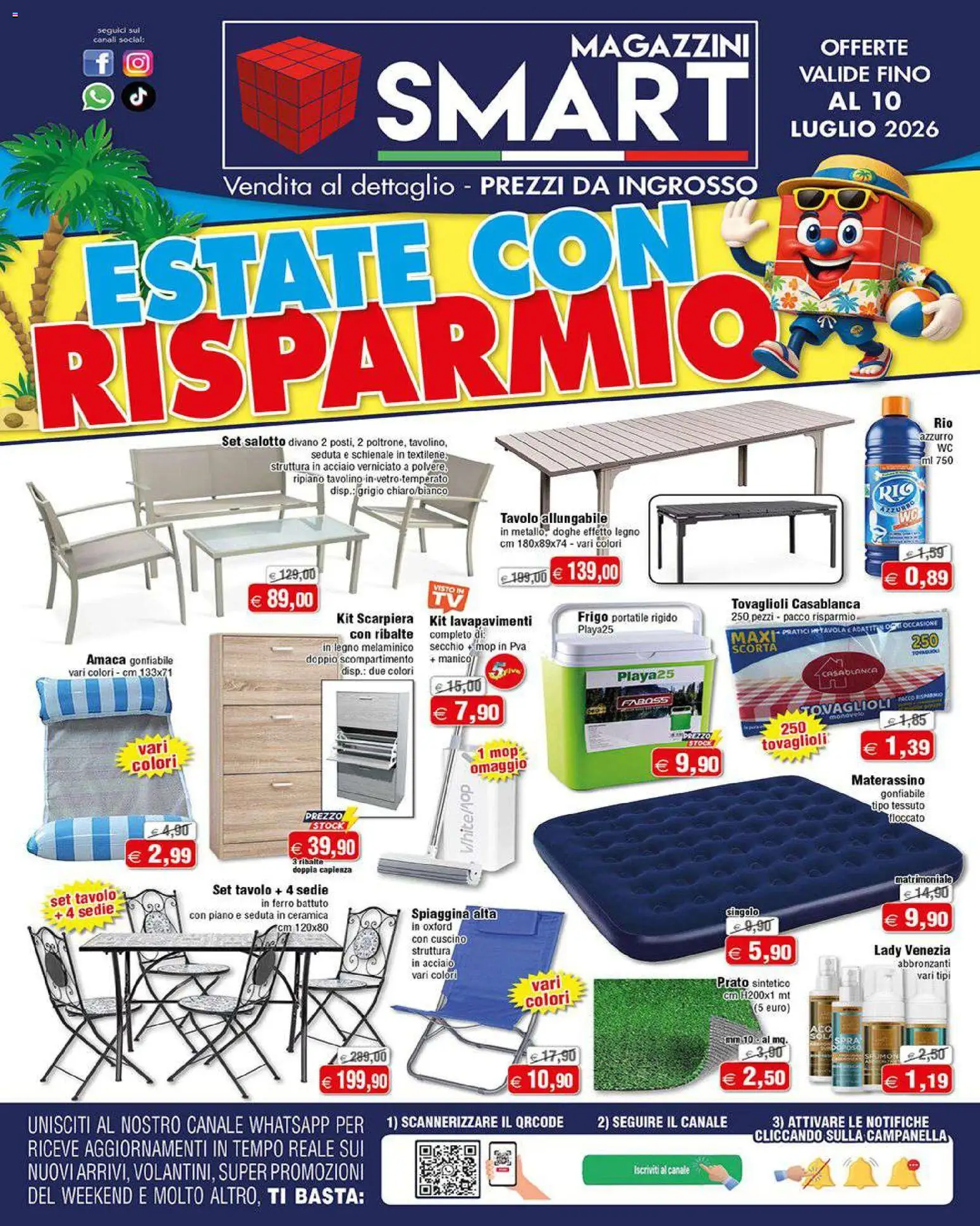 Volantino Magazzini Smart del 26/06/2026 | Pagina: 1 | Prodotti: Materassino gonfiabile, Amaca, Frigo portatile, Scarpiera