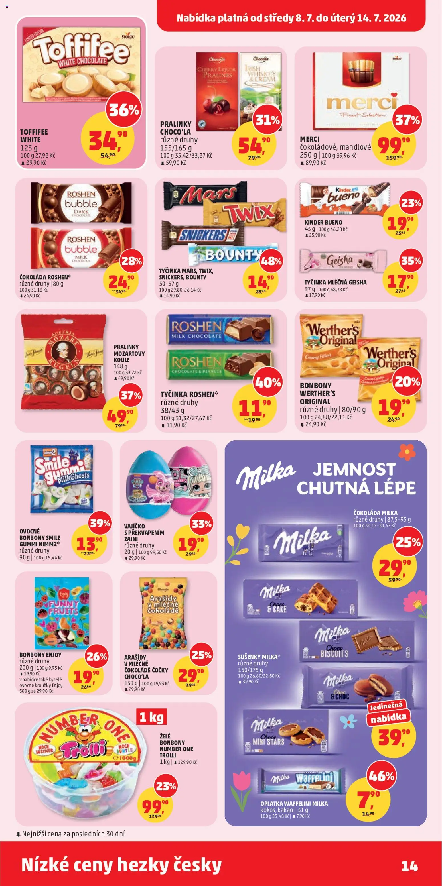 Penny Market leták od 08.07.2026 | Strana: 14 | Produkty: Čokoláda milka, Čokoláda, Kakao, Kinder Bueno