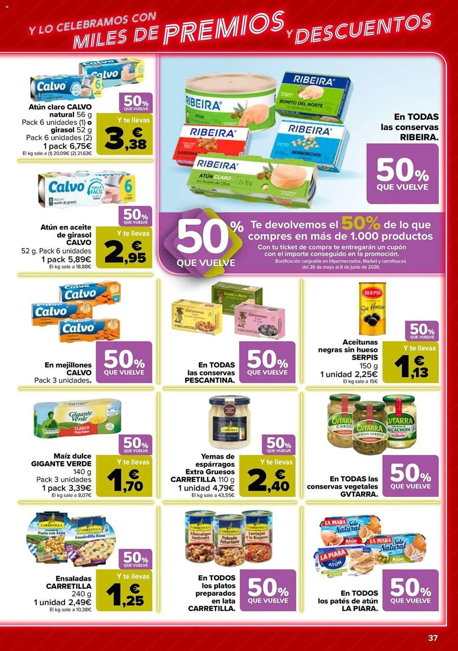 Carrefour folleto │ válido desde el 12.05.2026 | Página: 37 | Productos: Ensaladilla, Té, Aceite de girasol, Atún claro