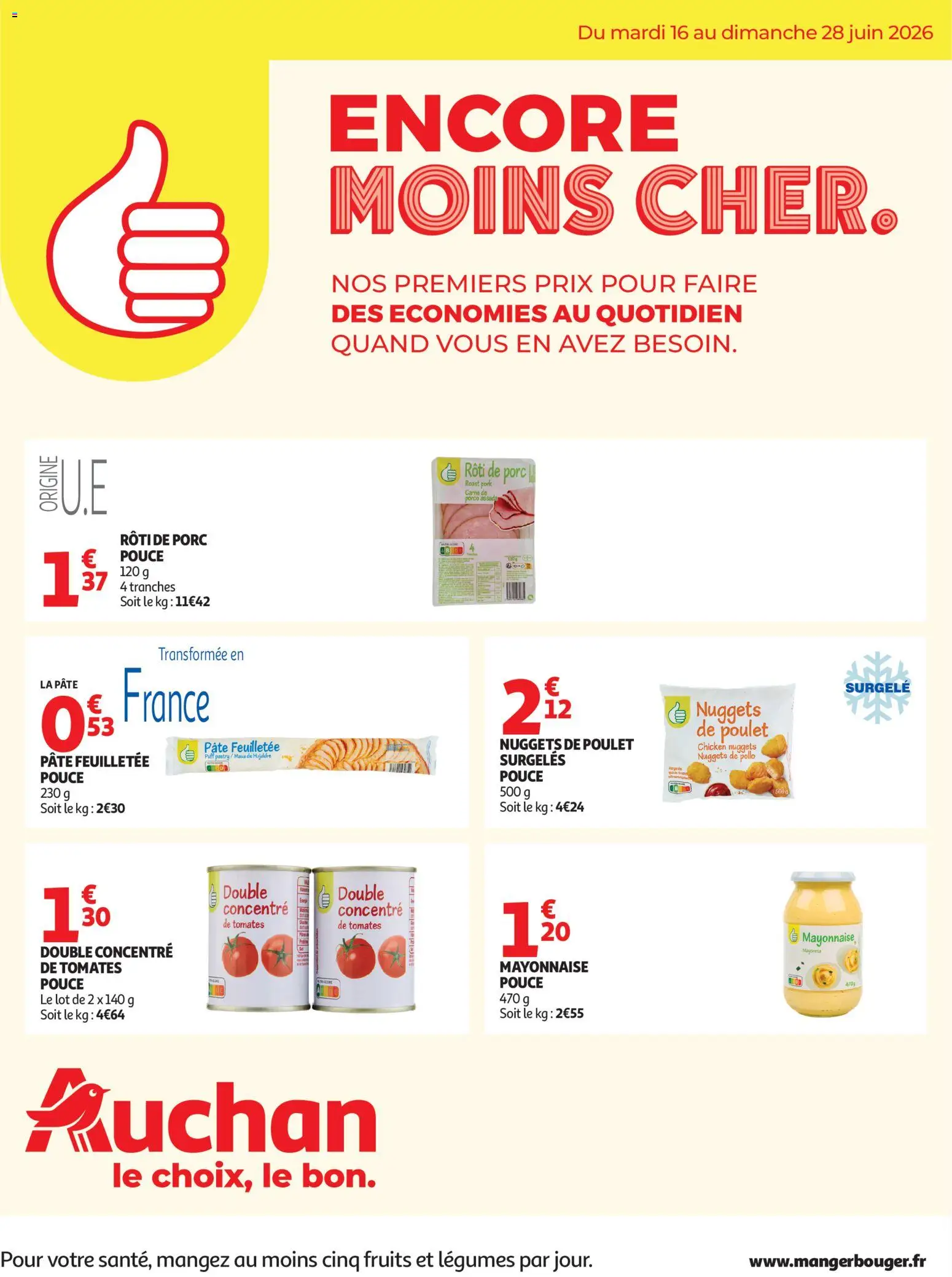 {H1} | Page: 1 | Produits: Pâte feuilletée, Mayonnaise, Porc, Tomates
