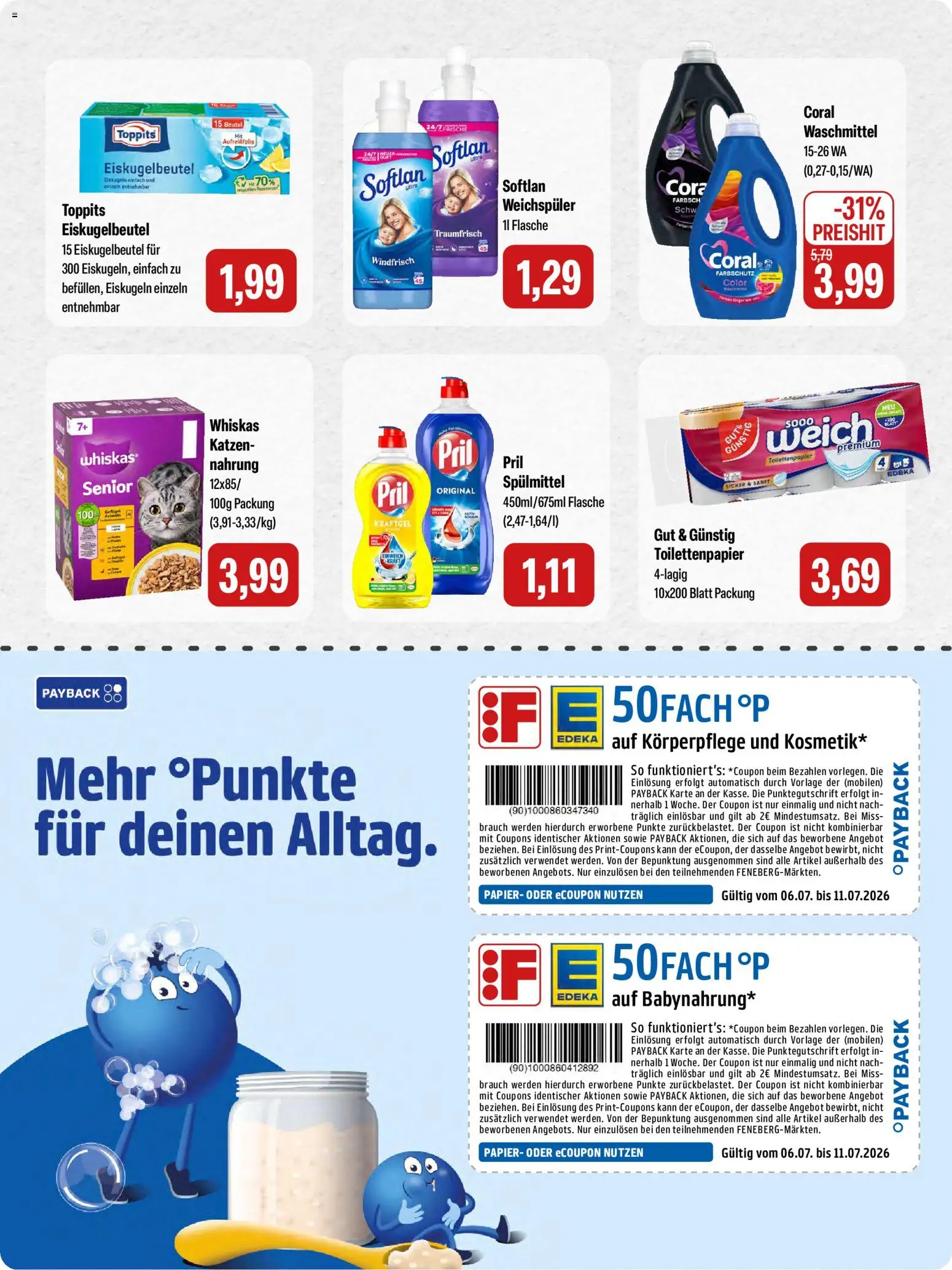 Feneberg Angebote – gültig ab 09.07.2026 | Seite: 15 | Produkte: Coral, Weichspüler, Waschmittel, Pril