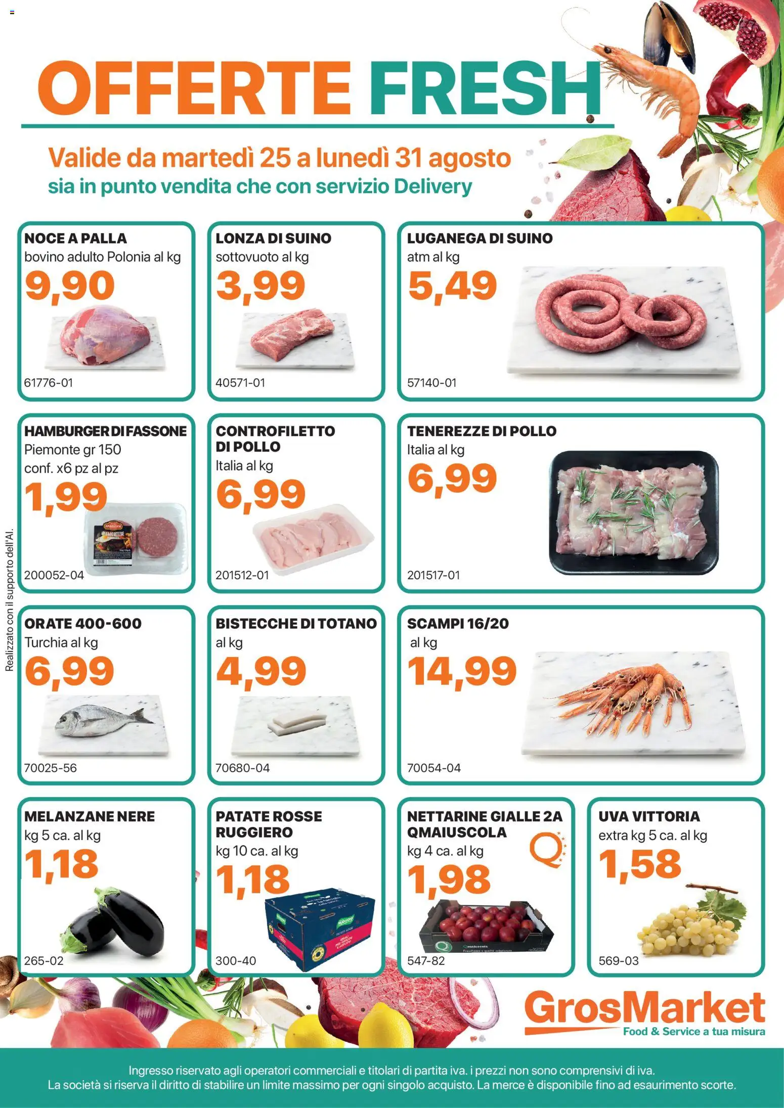 Volantino Sogegross del 25/08/2026 | Pagina: 1 | Prodotti: Bovino, Suino, Uva, Hamburger