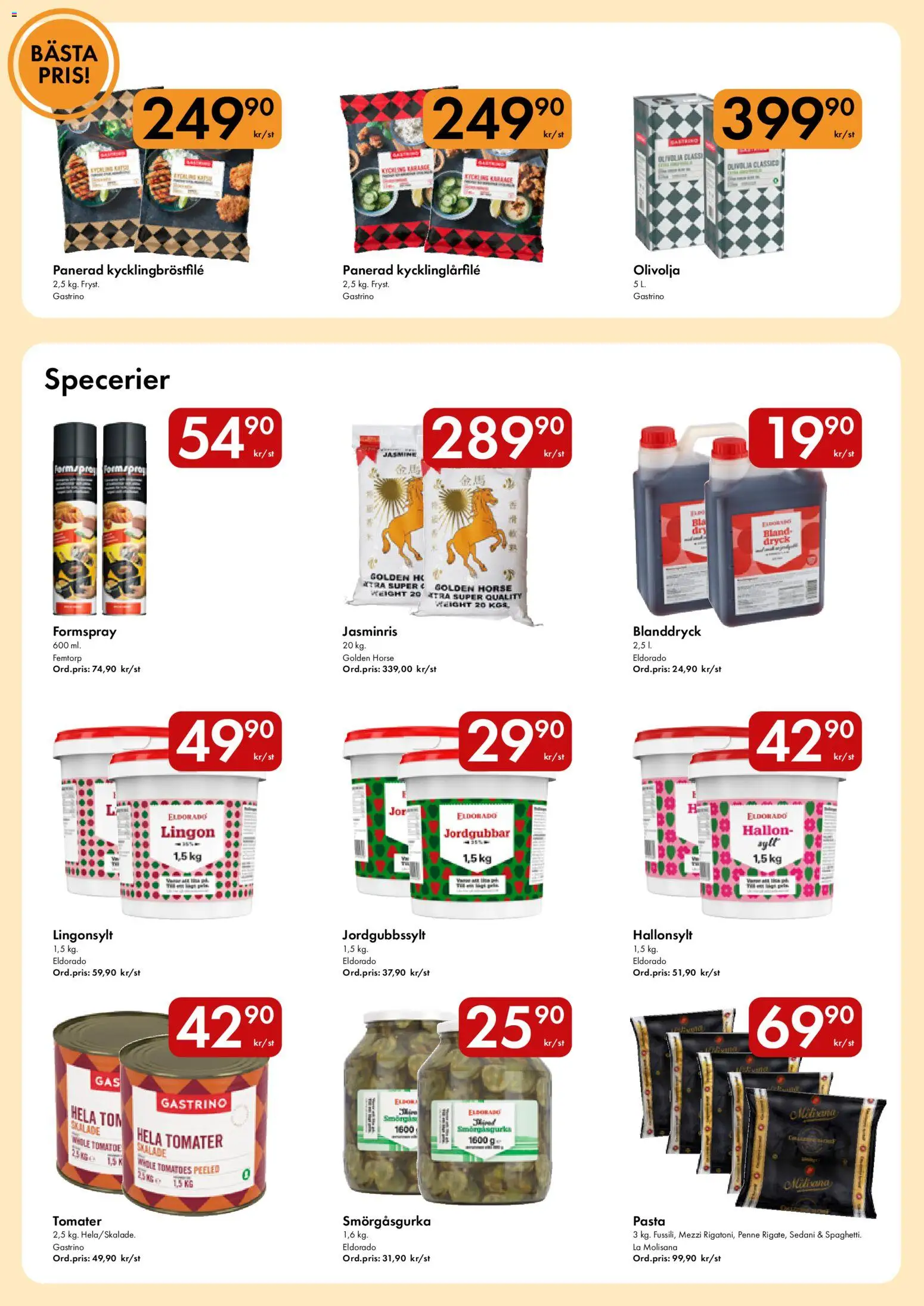 Snabbgross reklamblad aktuell från 21/09/2026 | Sida: 8 | Produkter: Pasta, Jasminris, Hallon, Blanddryck