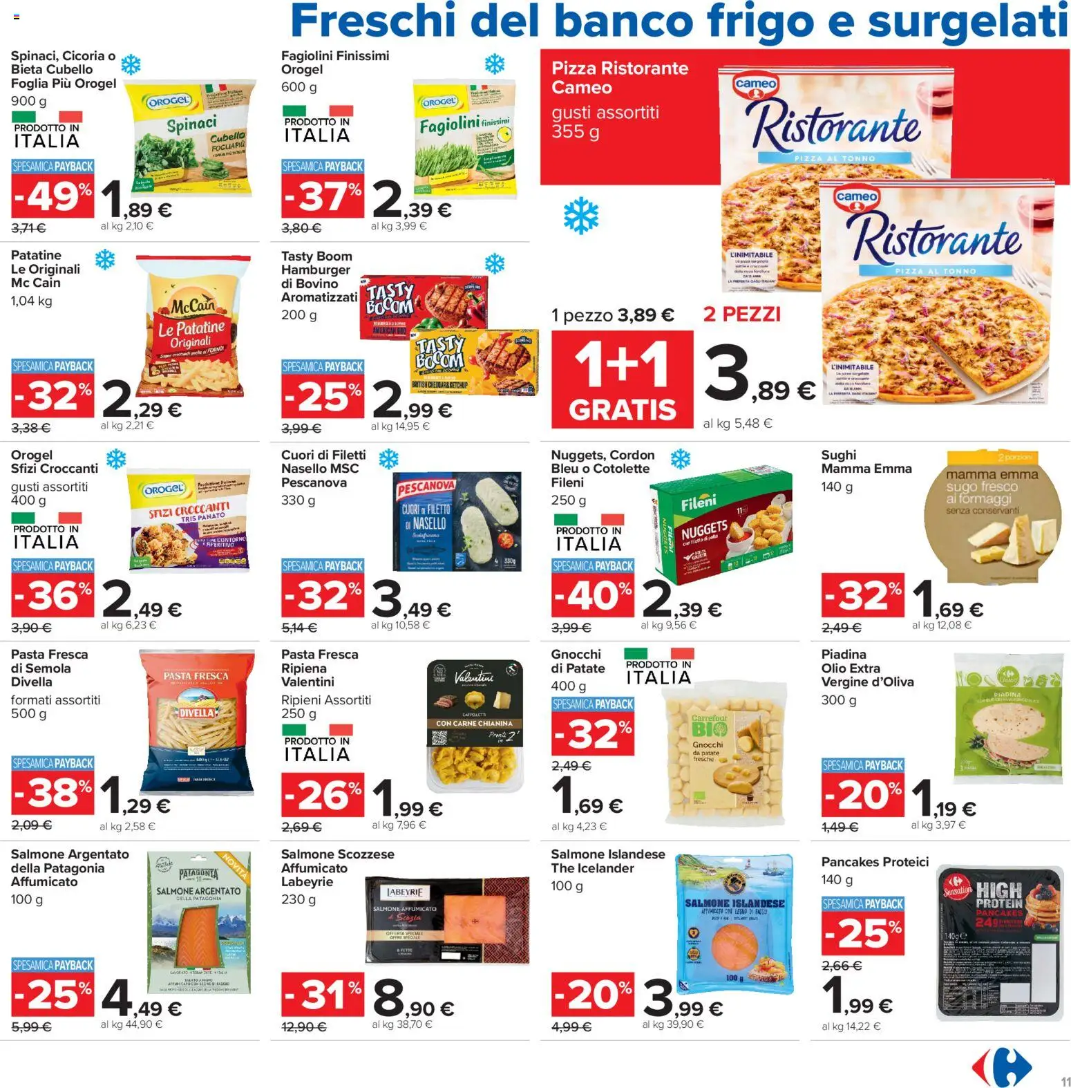 Volantino Carrefour del 20/08/2026 | Pagina: 11 | Prodotti: Bovino, Gnocchi, Hamburger, Aperitivo