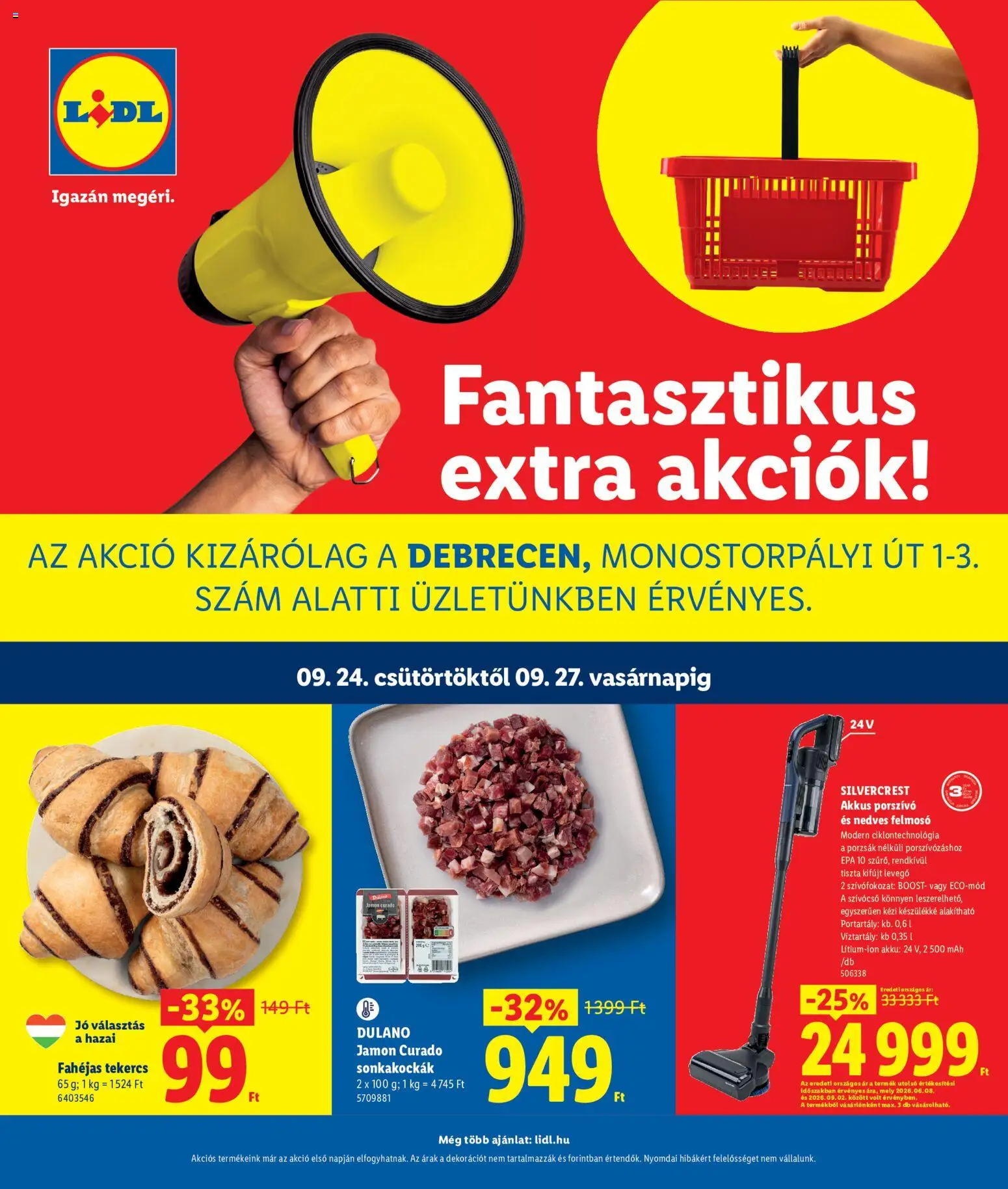 Lidl akciós ujság - amely érvényes a következő dátumtól: 2026.09.24. | Oldal: 1 | Termékek: Akkus porszívó, Felmosó, Dulano, SilverCrest