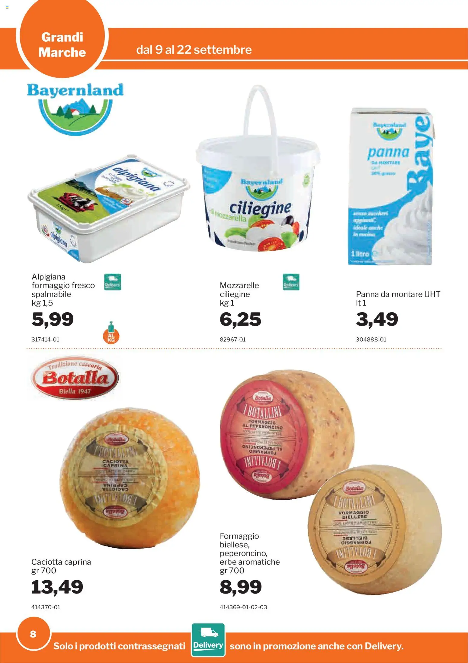 Volantino Sogegross del 09/09/2026 | Pagina: 8 | Prodotti: Panna, Formaggio, Peperoncino, Panna da montare