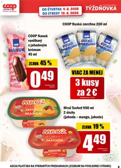 COOP Jednota leták platný od 04.06.2026 | Strana: 8 | Produkty: Nanuk, Zmrzlina, Sorbet, Mango