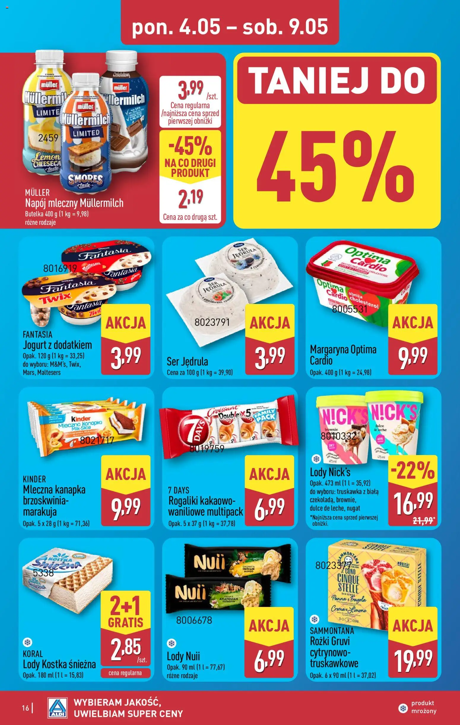 Aldi gazetka od 04.05.2026 | Strona: 16 | Produkty: Maltesers, Ser, Jogurt, Lody
