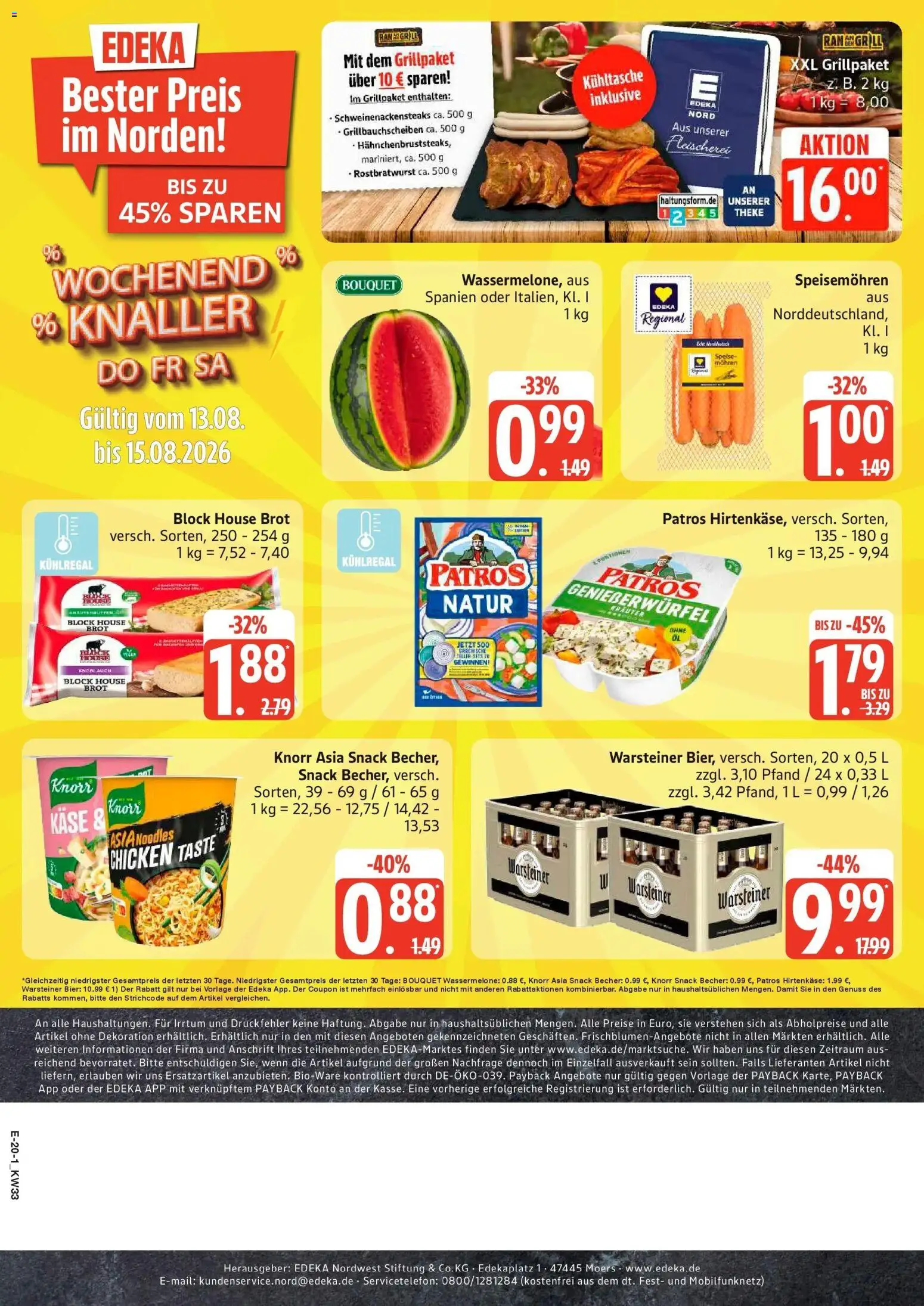Edeka Prospekt Schwarzenbek (ab 10.08.2026) » Angebote Online | Seite: 28 | Produkte: Patros, Knorr, Wassermelone, Kühltasche
