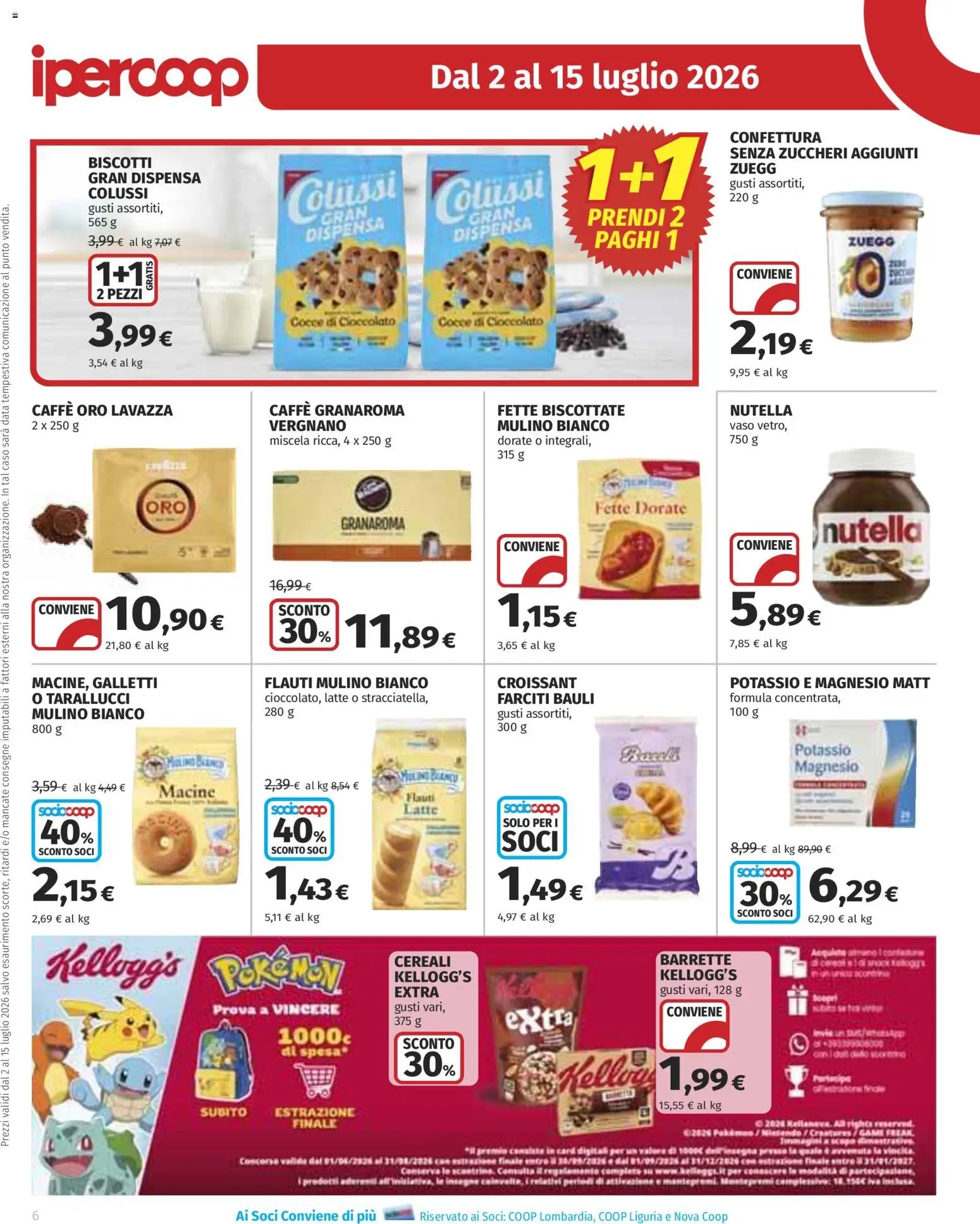 Volantino Ipercoop del 02/07/2026 | Pagina: 6 | Prodotti: Caffè, Biscotti, Sale, Fette biscottate