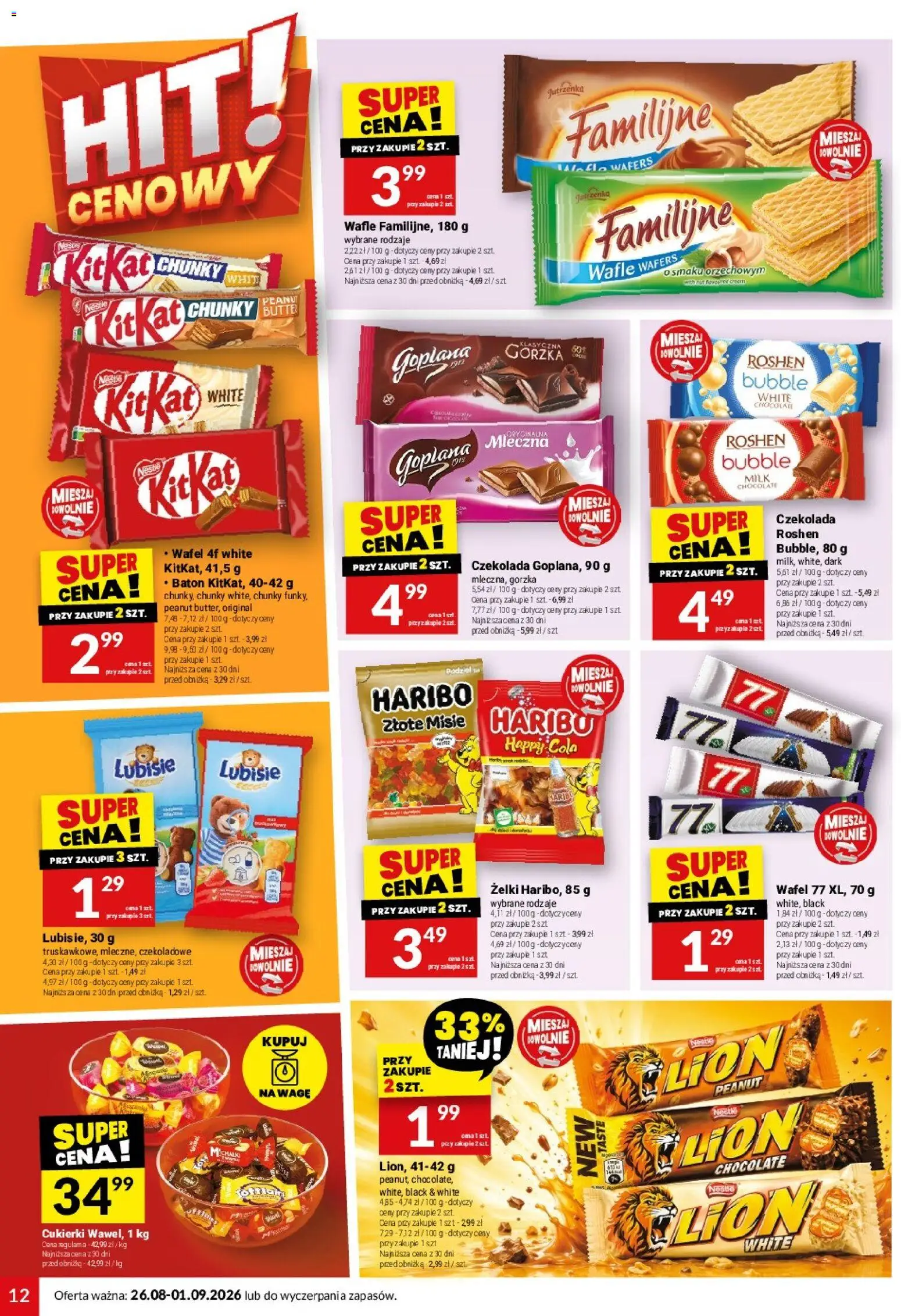 Twój Market gazetka od 26.08.2026 | Strona: 12 | Produkty: Czekolada roshen, Baton, Żelki, Czekolada