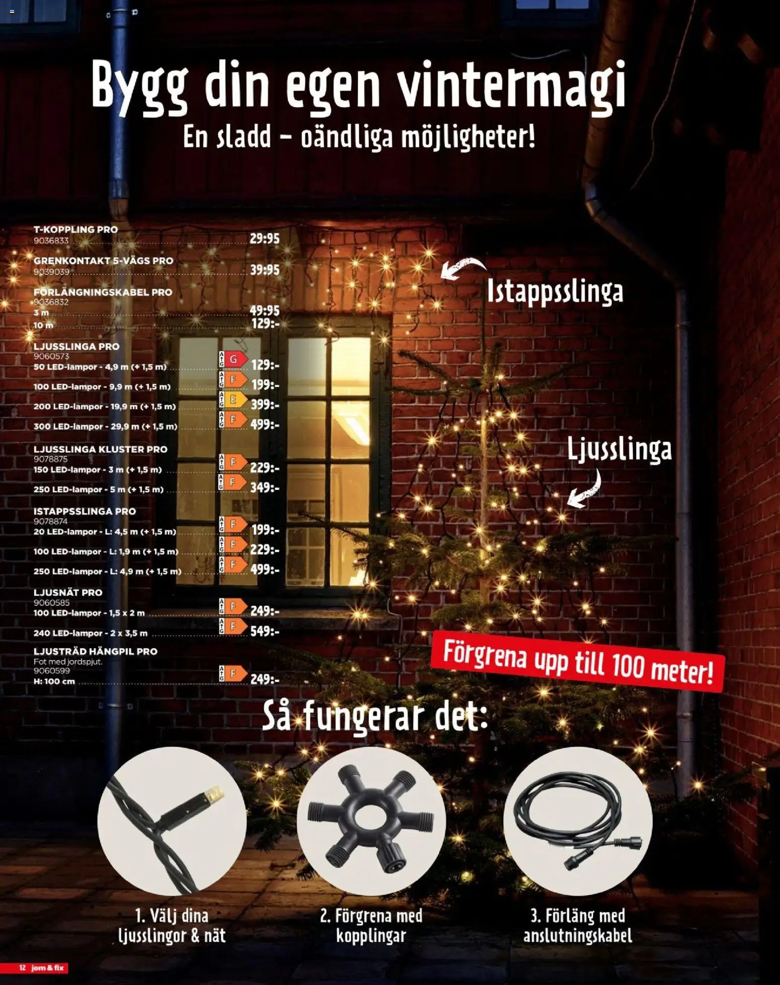 Jem & Fix reklamblad aktuell från 25/10/2026 | Sida: 12 | Produkter: Sladd, Ljusslinga