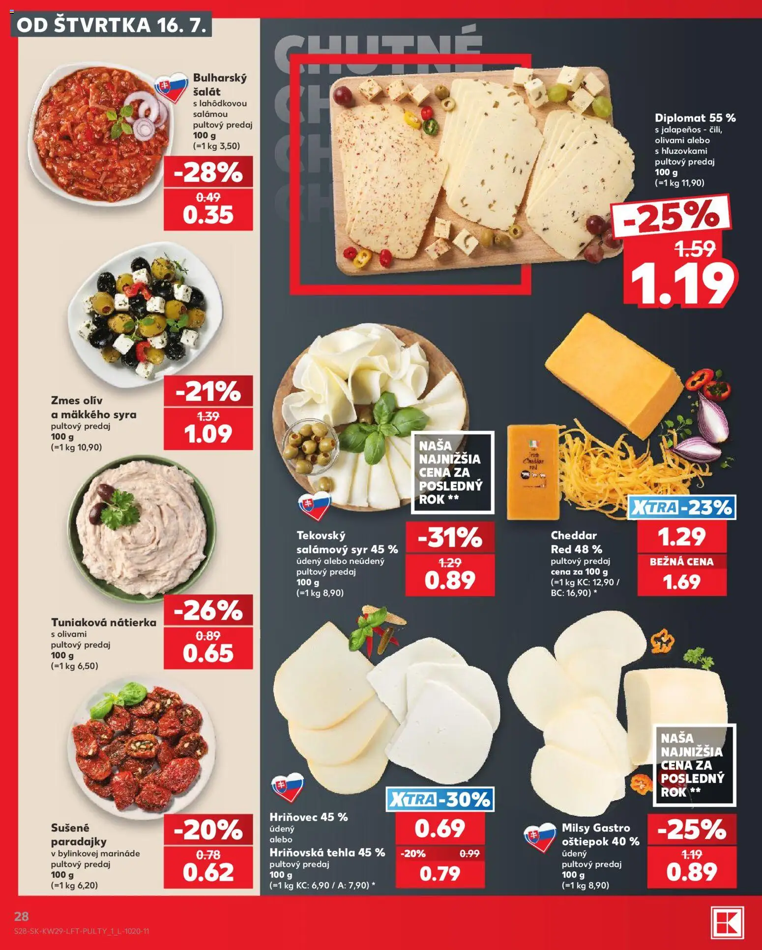 Nové Kaufland akcie – leták je platný od 16.07.2026 | Strana: 28 | Produkty: Syr, Paradajky, Šalát