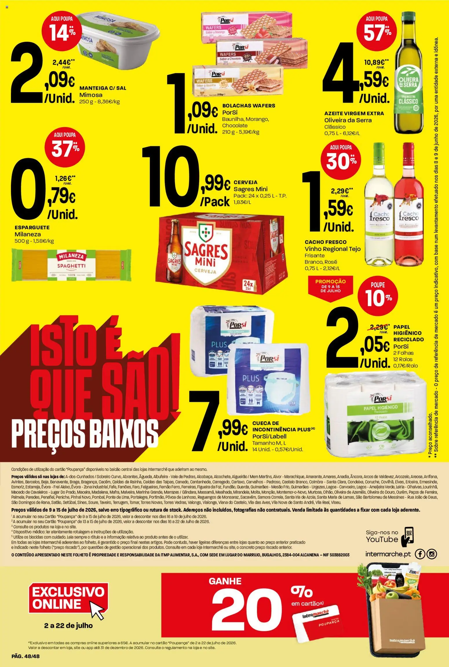 Intermarché folheto │ válido de 09/07/2026 | Página: 48 | Produtos: Esparguete, Azeite, Sal, Vinho
