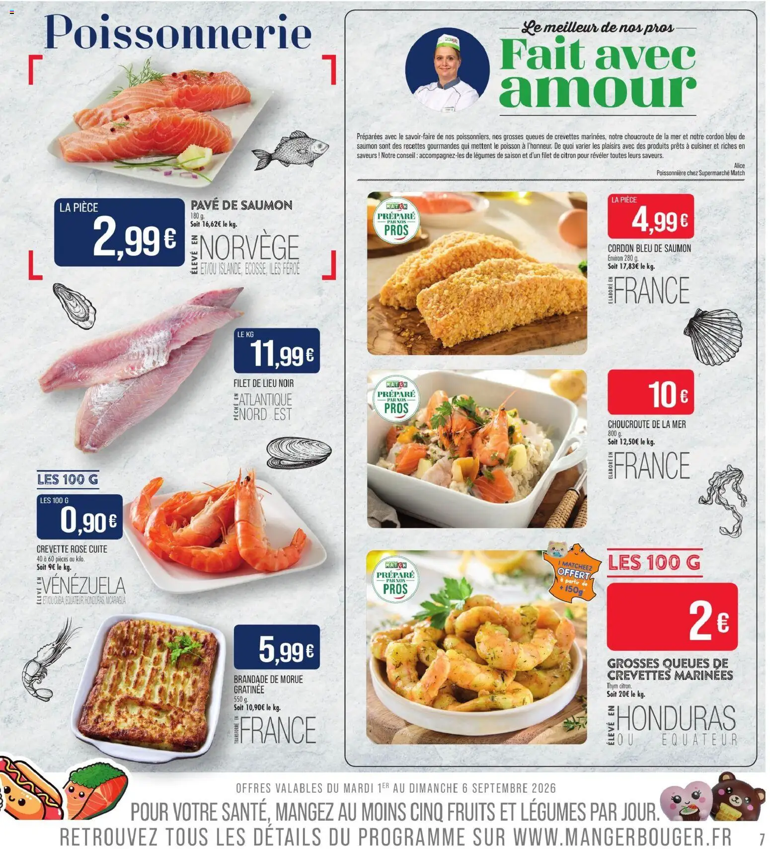 {H1} | Page: 7 | Produits: Pavé de saumon, Fruits, Poisson, Cordon bleu