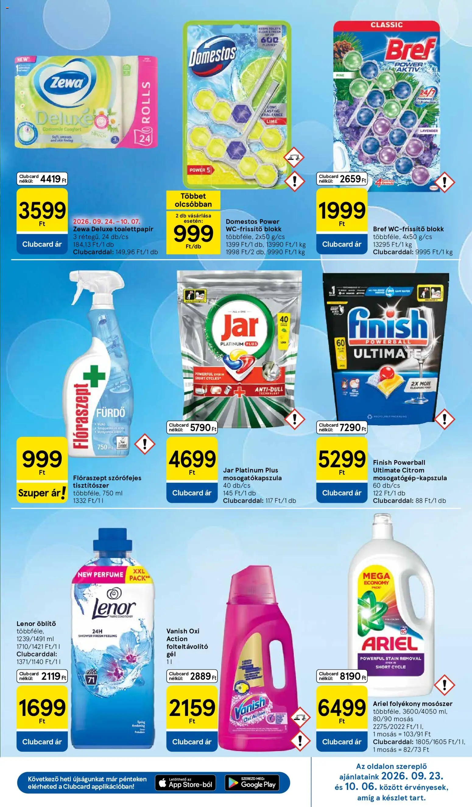 Tesco akciós ujság - amely érvényes a következő dátumtól: 2026.10.01. | Oldal: 7 | Termékek: Ariel, Jar, Bref, Öblítő
