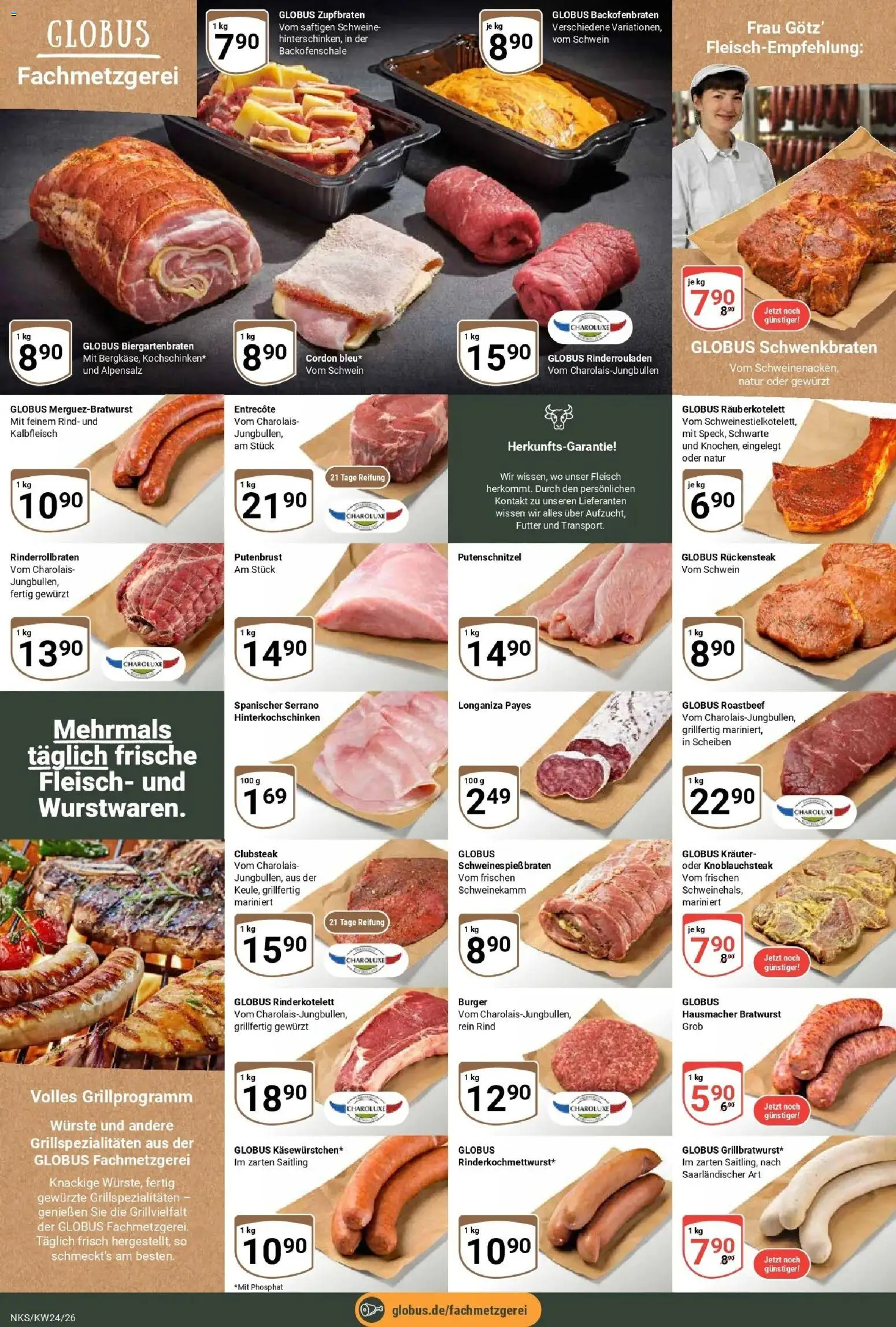 Globus Prospekt Neunkirchen – gültig ab 08.06.2026 | Seite: 15 | Produkte: Rinderrouladen, Burger, Roastbeef, Putenschnitzel