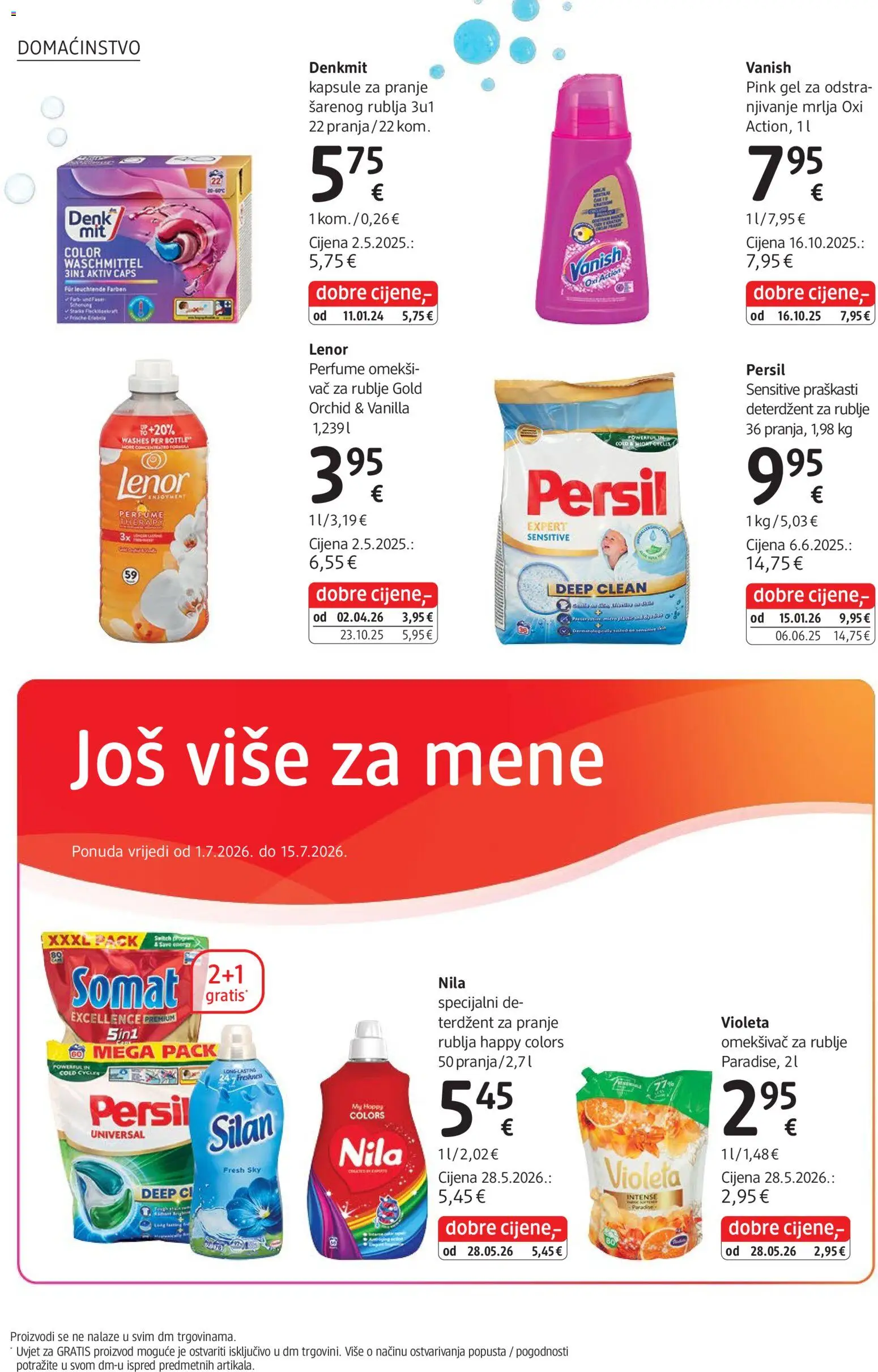 DM katalog | vrijedi od 01.07.2026 | Stranica: 38 | Proizvodi: Vanish, Violeta, Persil, Lenor
