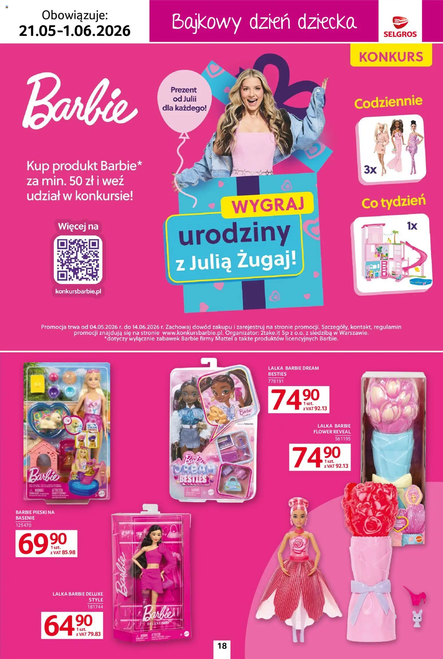 Selgros cash&carry gazetka - Dzień Dziecka od 21.05.2026 | Strona: 18 | Produkty: Lalka, Barbie
