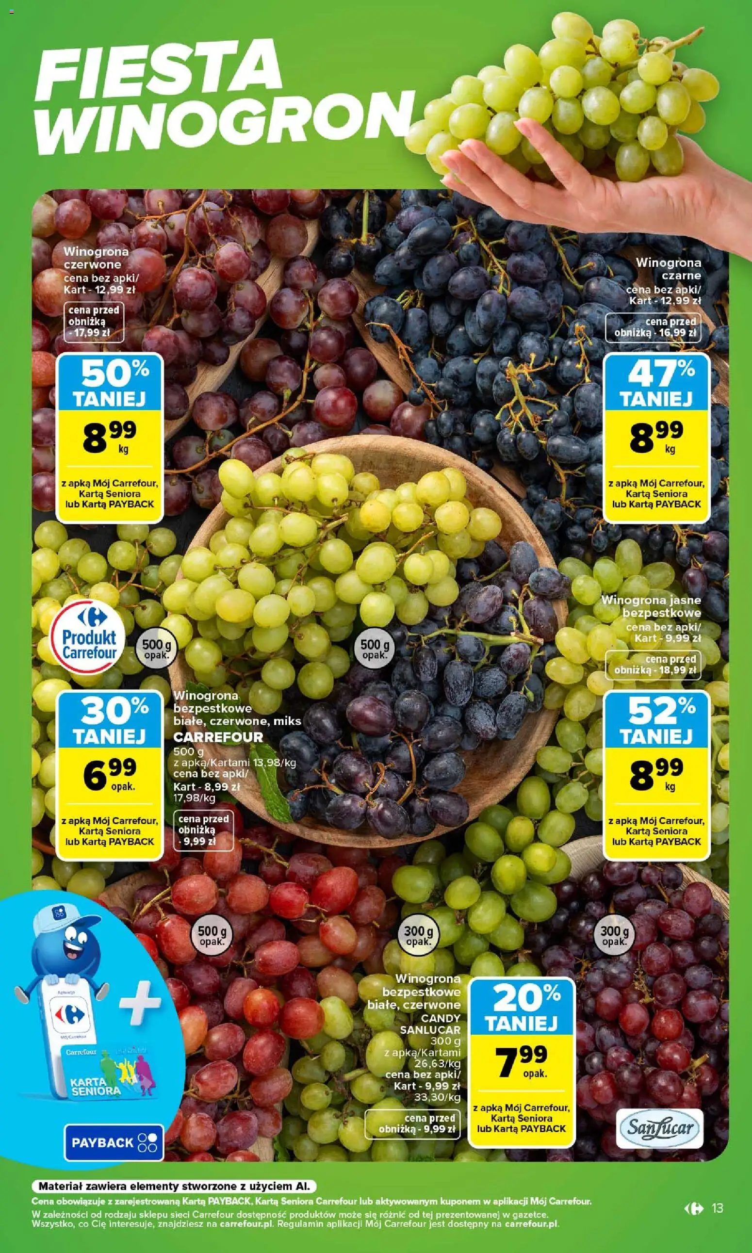 Carrefour gazetka od 24.08.2026 | Strona: 15 | Produkty: Karta, Winogrona, Winogrona bezpestkowe