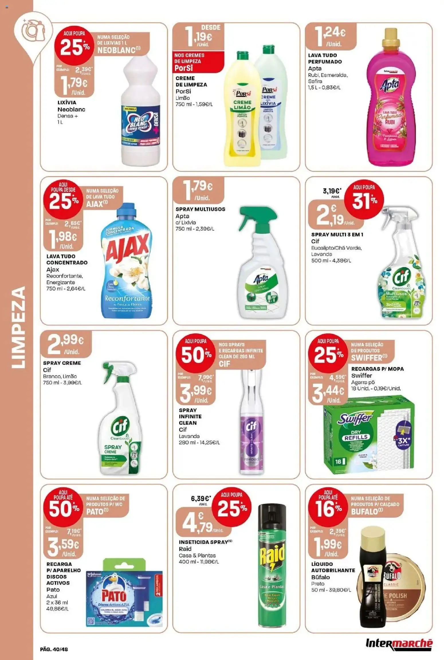 Intermarché - Isto é que são preços BAIXOS! │ válido de 28.05.2026 | Página: 40 | Produtos: Agua, Flores, Pó, Creme