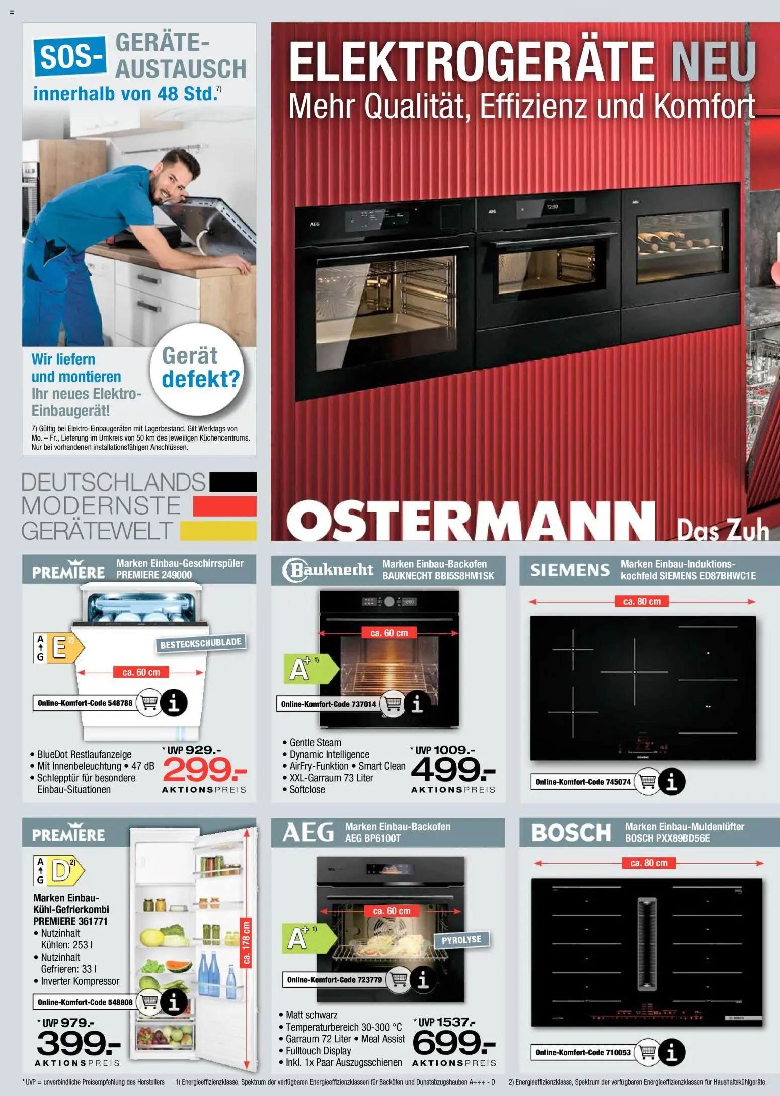 Ostermann Küchen neu erleben – gültig ab 07.05.2026 | Seite: 14 | Produkte: Siemens, AEG, Kochfeld, Backofen