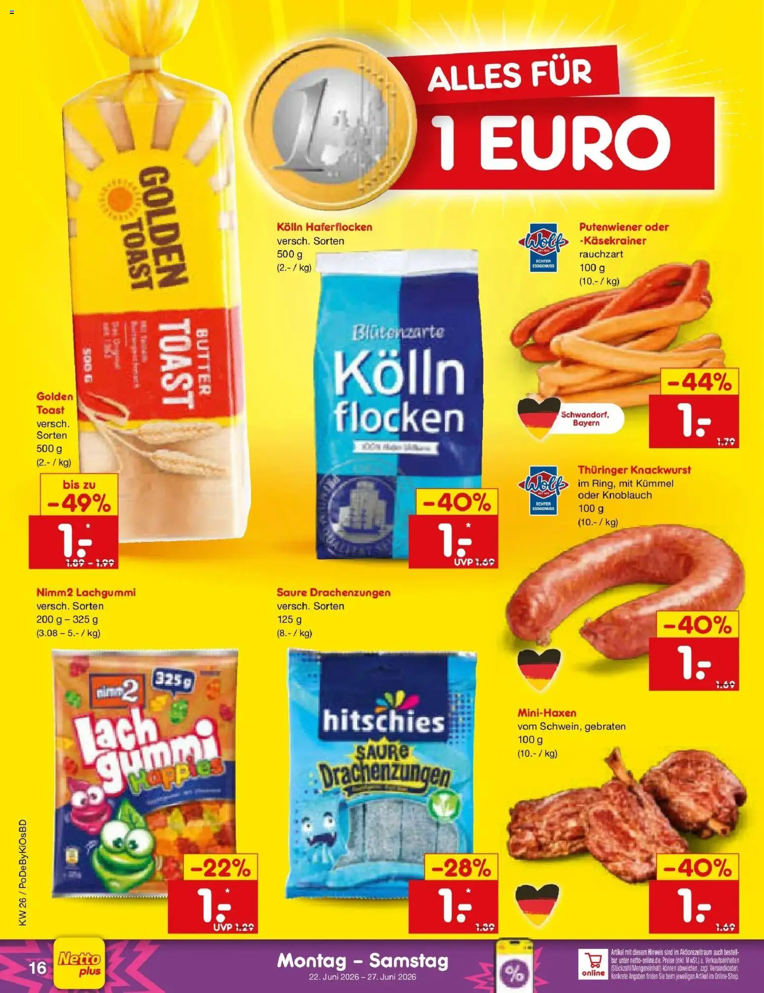 Netto Marken-Discount Prospekt Buttenwiesen – gültig ab 21.06.2026 | Seite: 24 | Produkte: Kolln, Butter, Toast, Knoblauch
