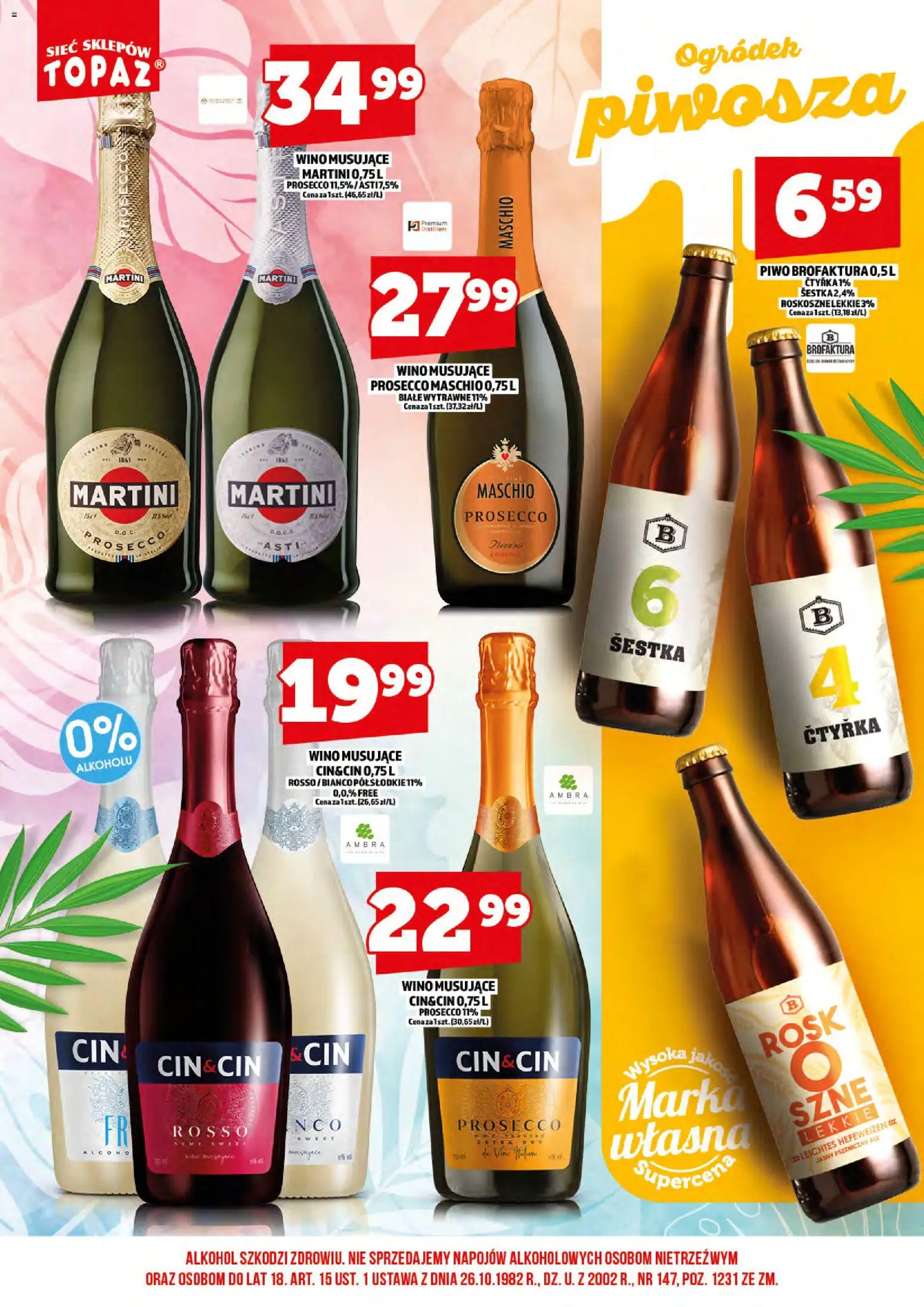 Topaz gazetka alkoholowa od 01.07.2026 | Strona: 14 | Produkty: Martini, Wino, Alkohol, Prosecco