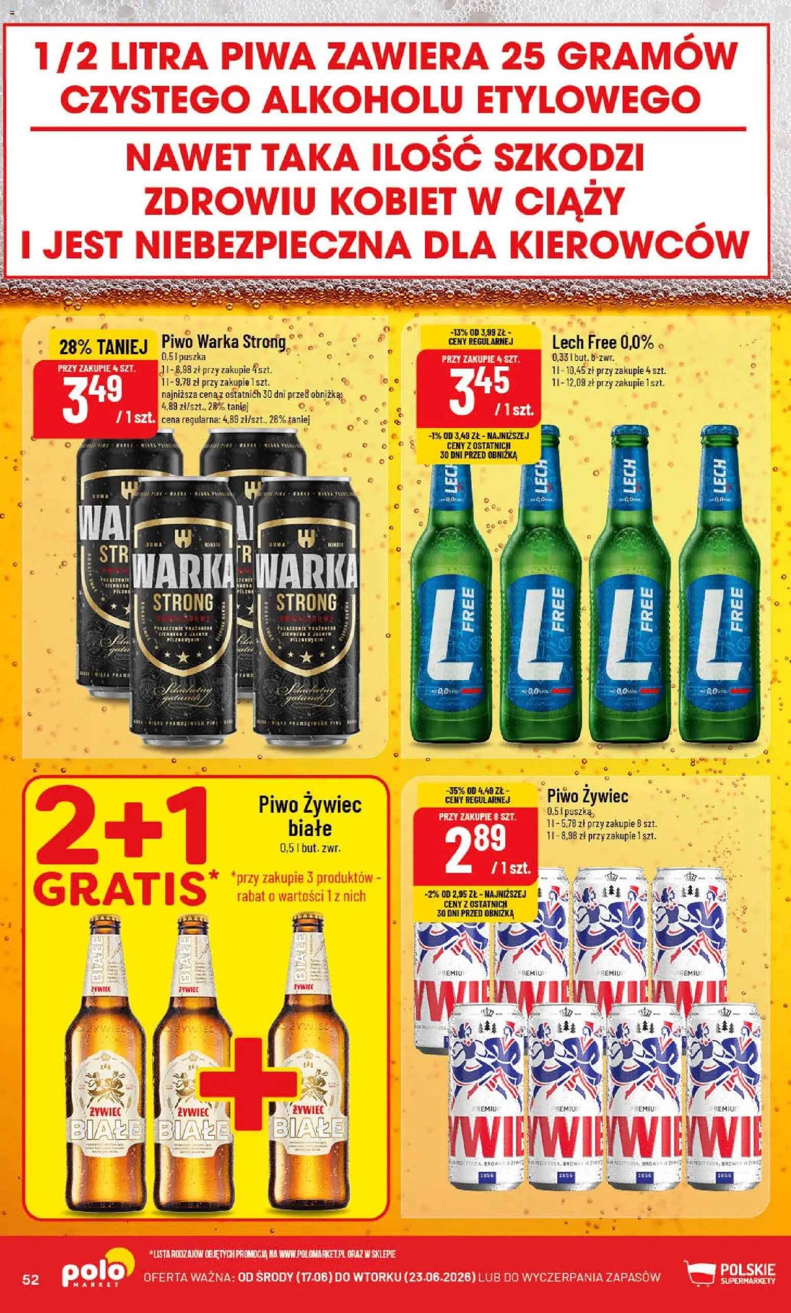 POLOmarket gazetka od 17.06.2026 | Strona: 52 | Produkty: Warka, Piwo Warka, Piwo