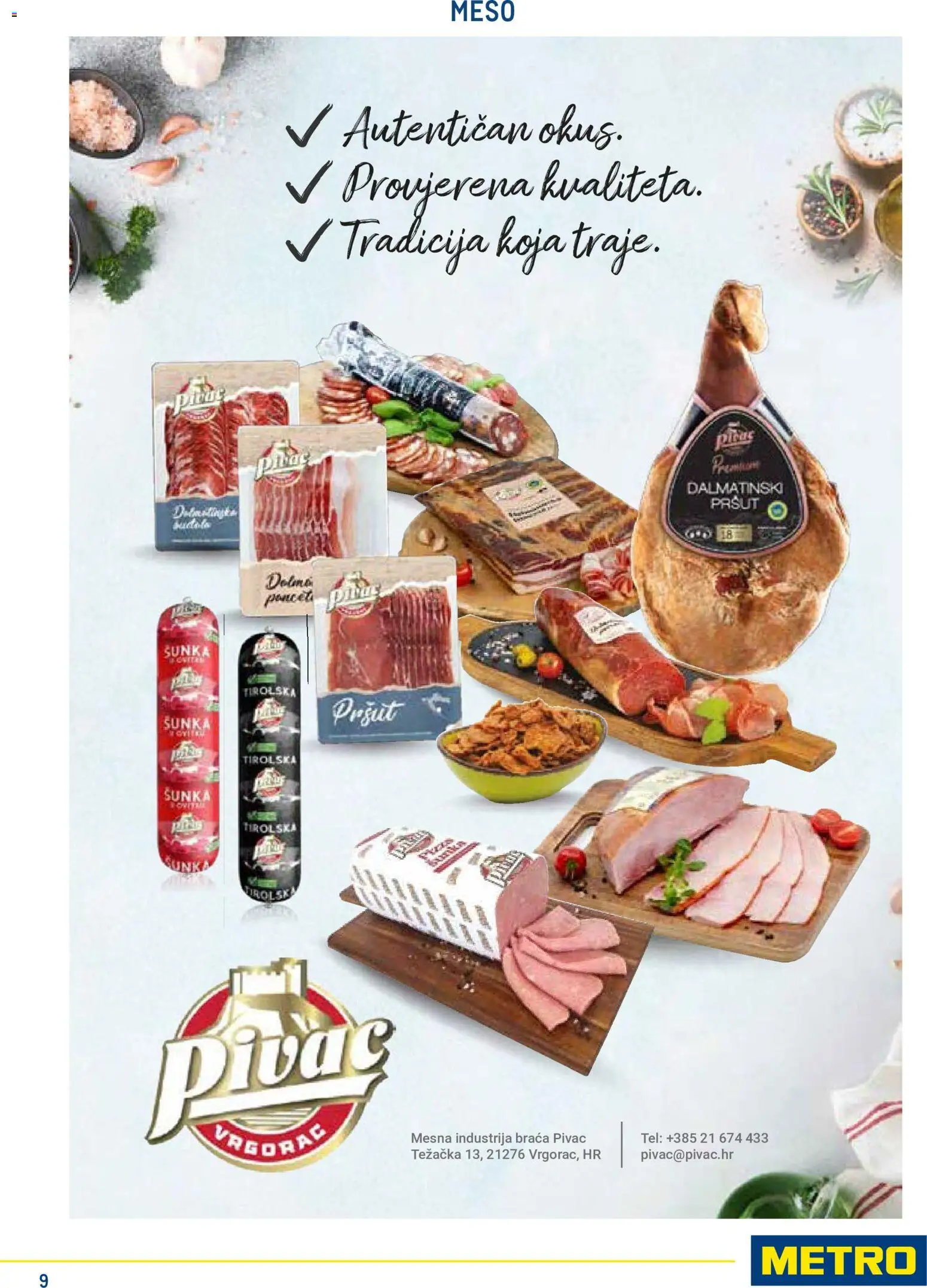Metro katalog | vrijedi od 03.06.2026 | Stranica: 9 | Proizvodi: Meso, Šunka, Pršut, Pita