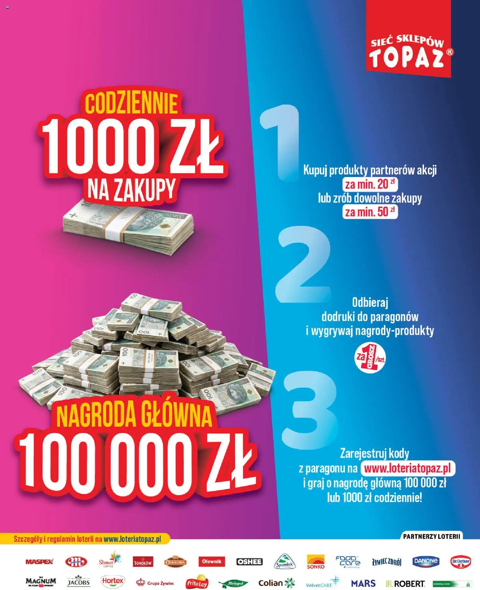 Topaz gazetka - Loteria Paragonowa od 24.08.2026 | Strona: 3 | Produkty: Jacobs, Oshee, Magnum
