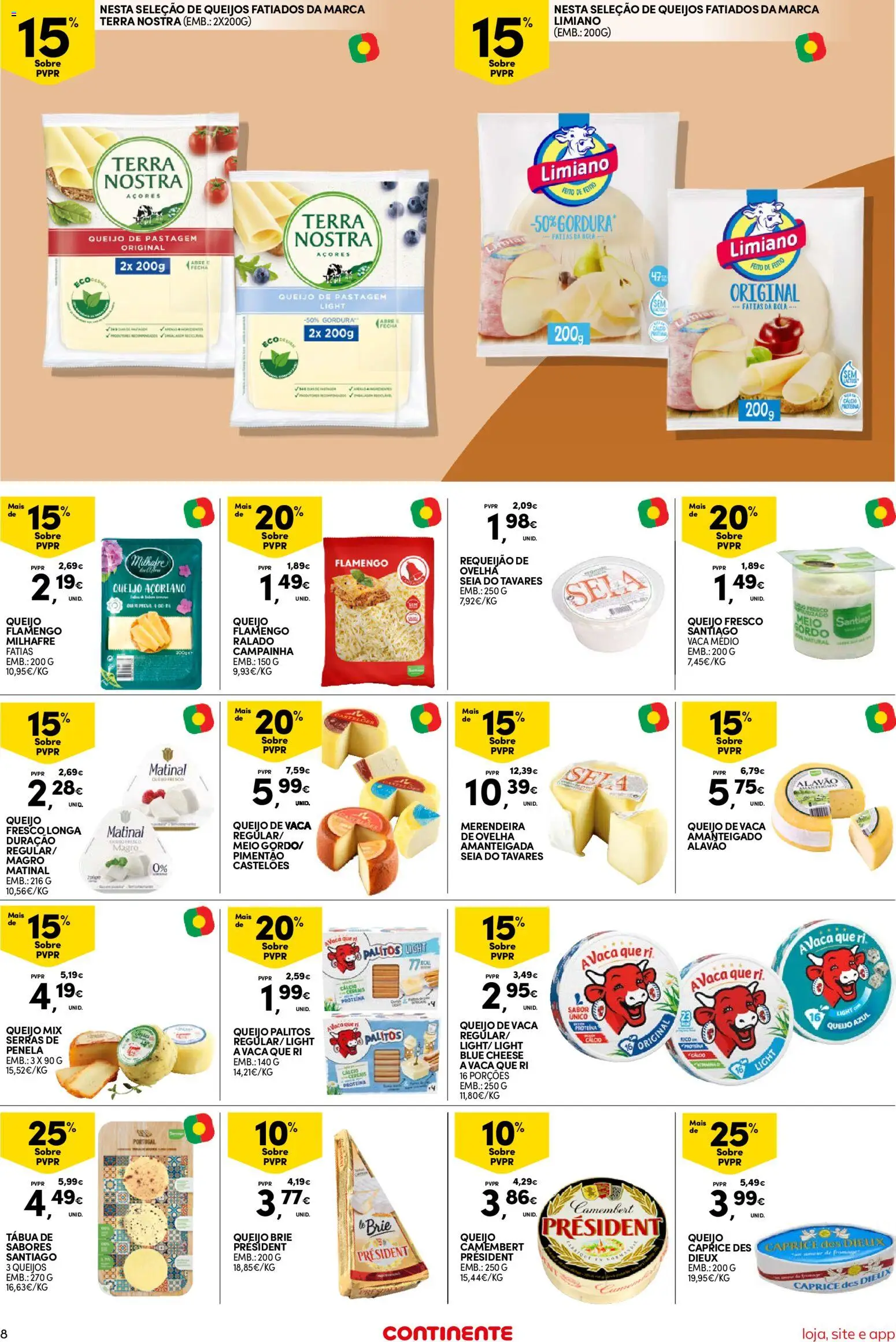 Continente Semanal Continente Bom Dia │ válido de 21.04.2026 | Página: 8 | Produtos: Tábua, Campainha, Cálcio, Requeijão