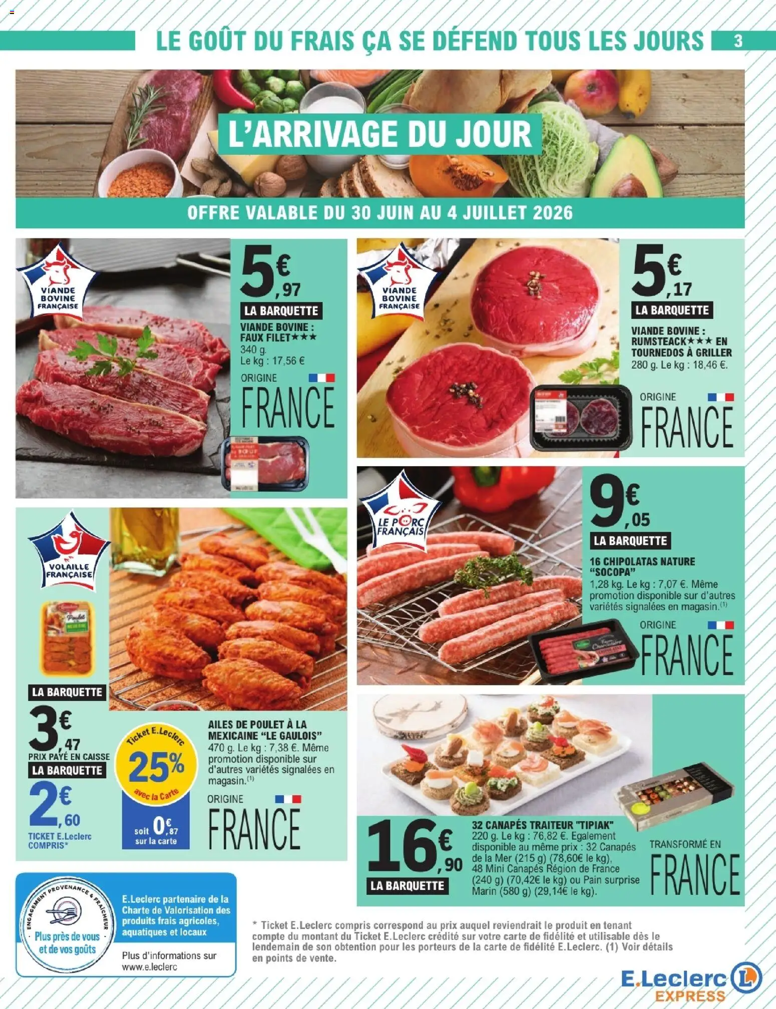 {H1} | Page: 3 | Produits: Pain surprise, Pain, Tournedos, Viande bovine