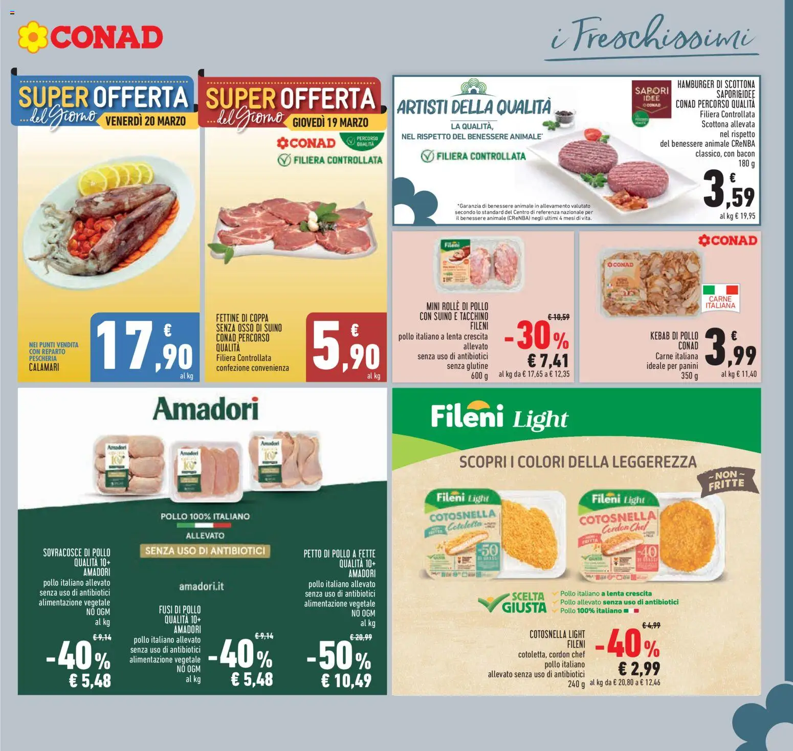 Volantino Conad del 11.03.2026 | Pagina: 9 | Prodotti: Pollo, Calamari, Suino, Hamburger