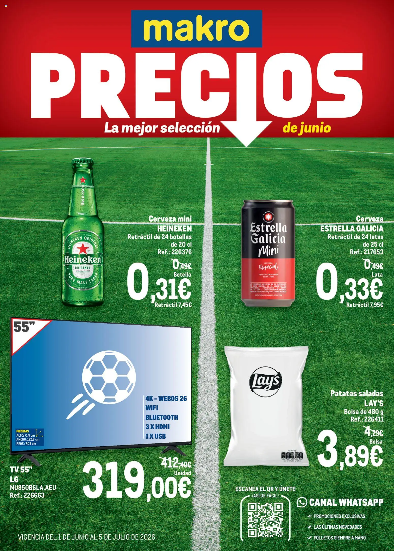 Makro Precios Mundial Centro │ válido desde el 01.06.2026 | Página: 1 | Productos: Cerveza, Bolsa, USB, Σπανάκι