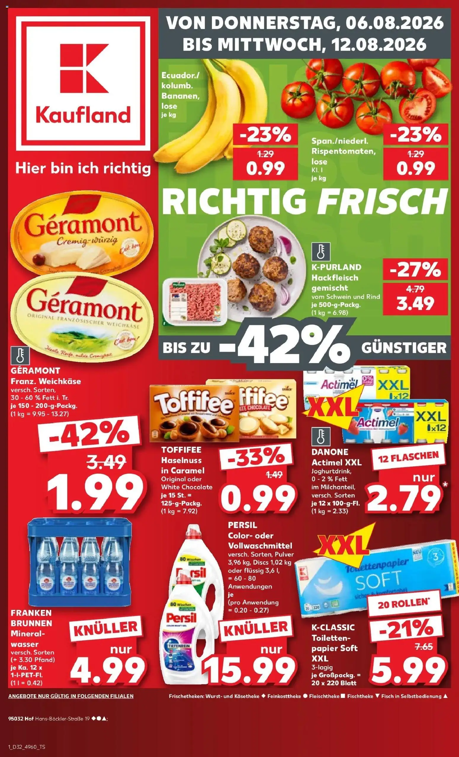 Kaufland Prospekt Hof – gültig ab 03.08.2026 | Seite: 10 | Produkte: Actimel, Fisch, Toffifee, Persil