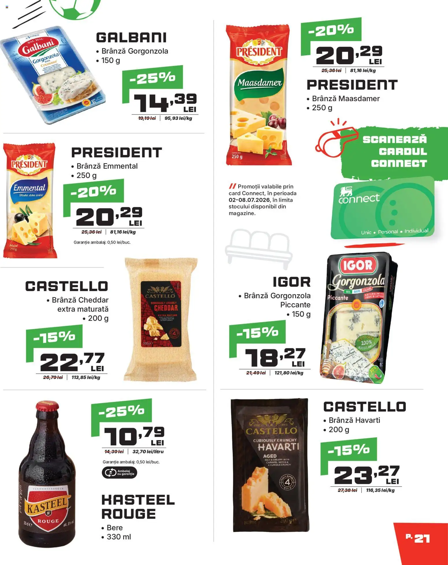 Noul catalog Mega Image – valabil de la 11.06.2026 | Pagină: 21 | Produse: Brânză, Gorgonzola, Bere