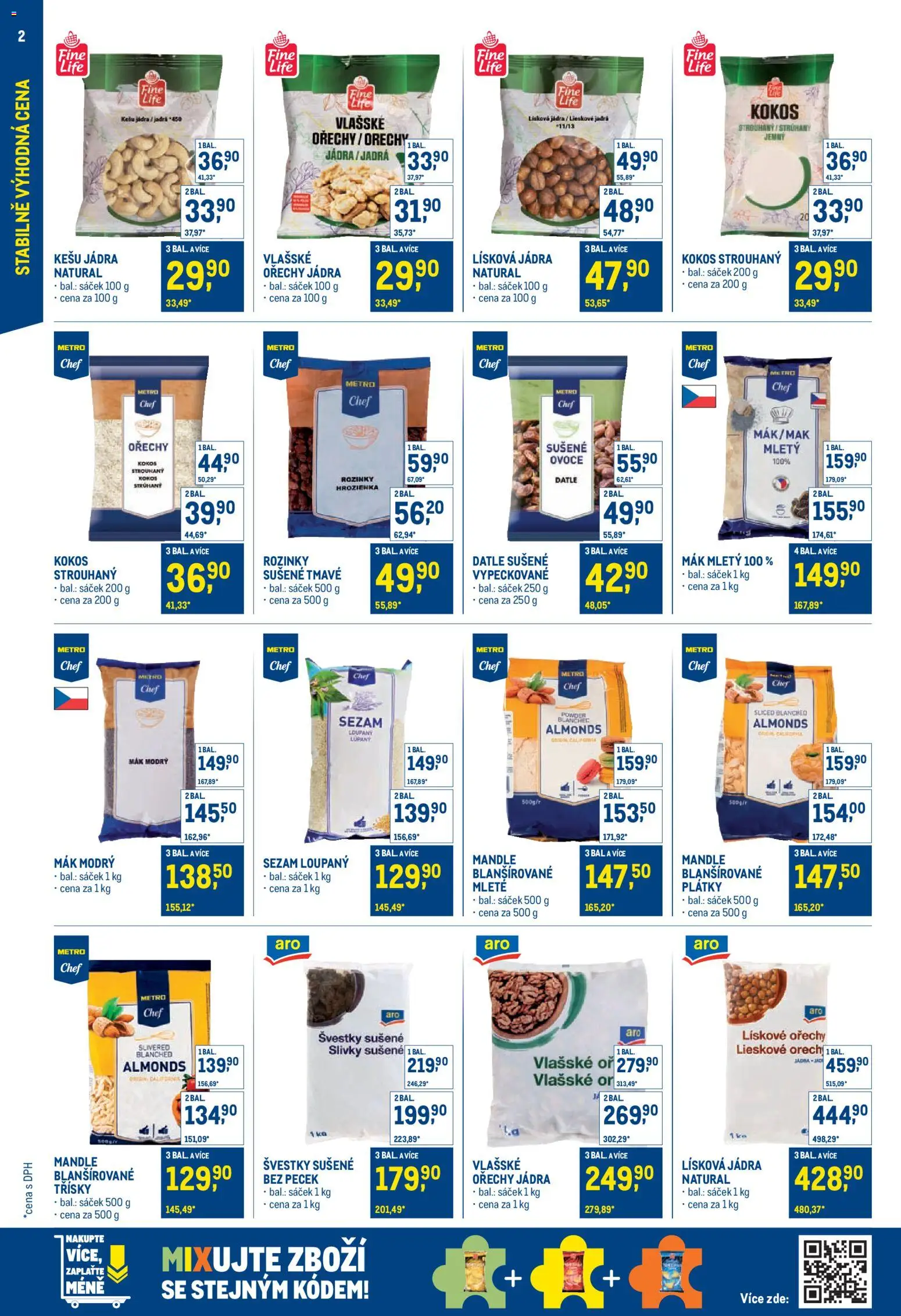 Makro leták - Stabilně výhodná cena od 18.05.2026 | Strana: 2 | Produkty: Kešu, Ovoce, Ořechy, Lískové ořechy