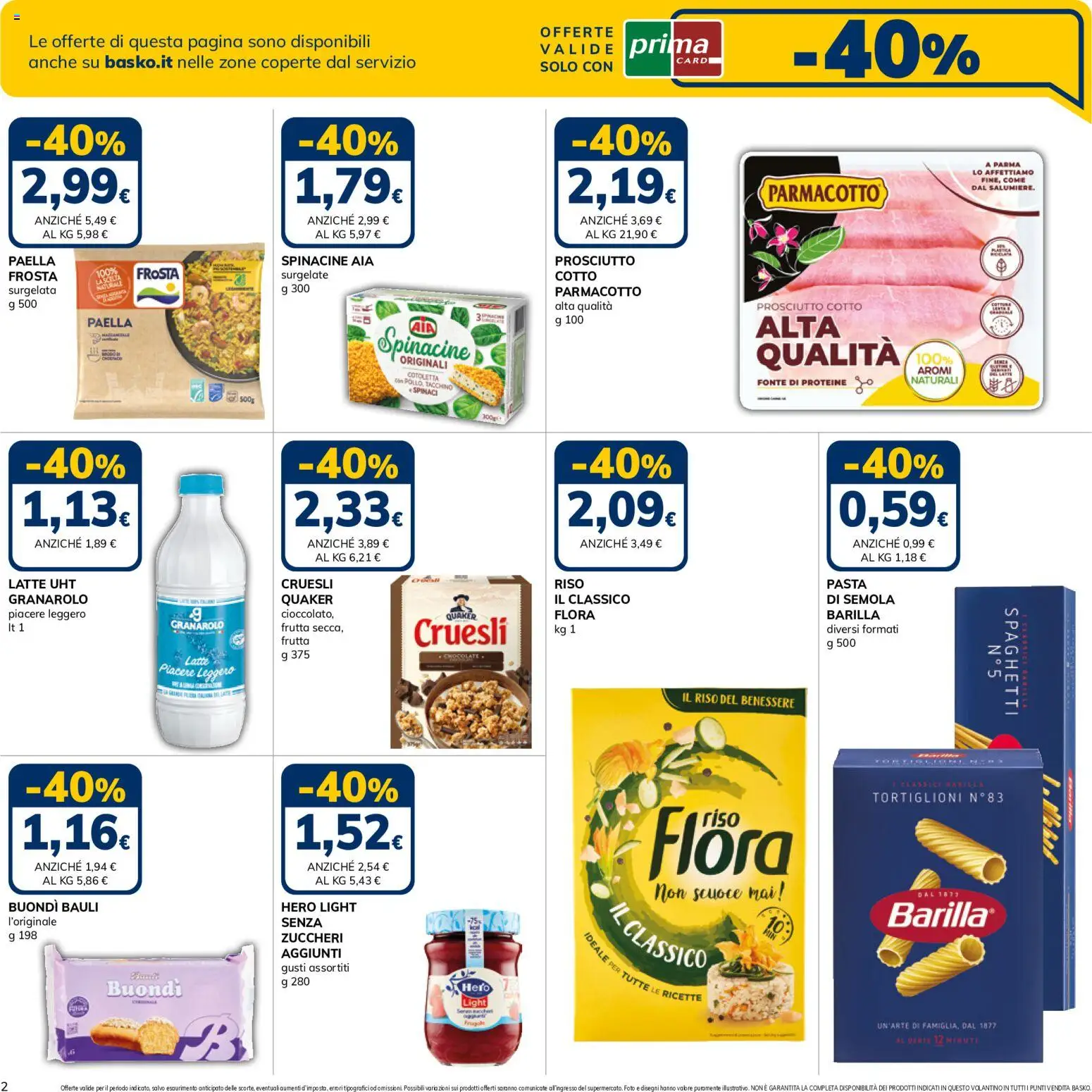 Volantino Basko del 19.05.2026 | Pagina: 2 | Prodotti: Prosciutto Cotto, Riso, Frutta, Spinaci