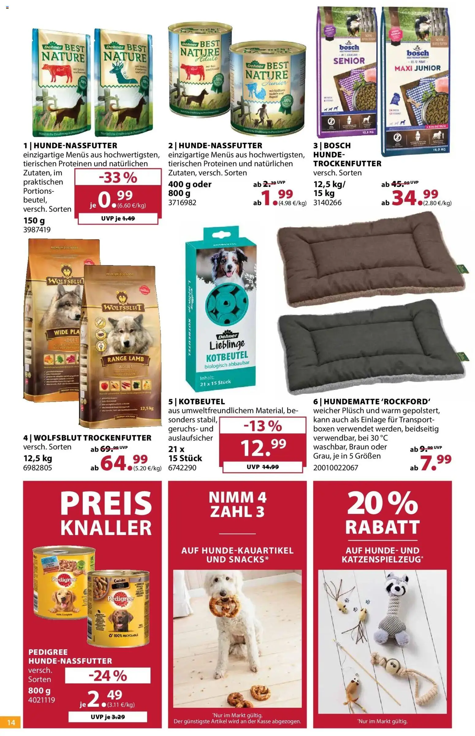 Dehner Garten & Zoo – gültig ab 19.05.2026 | Seite: 14 | Produkte: Bosch, Pedigree, Nudeln