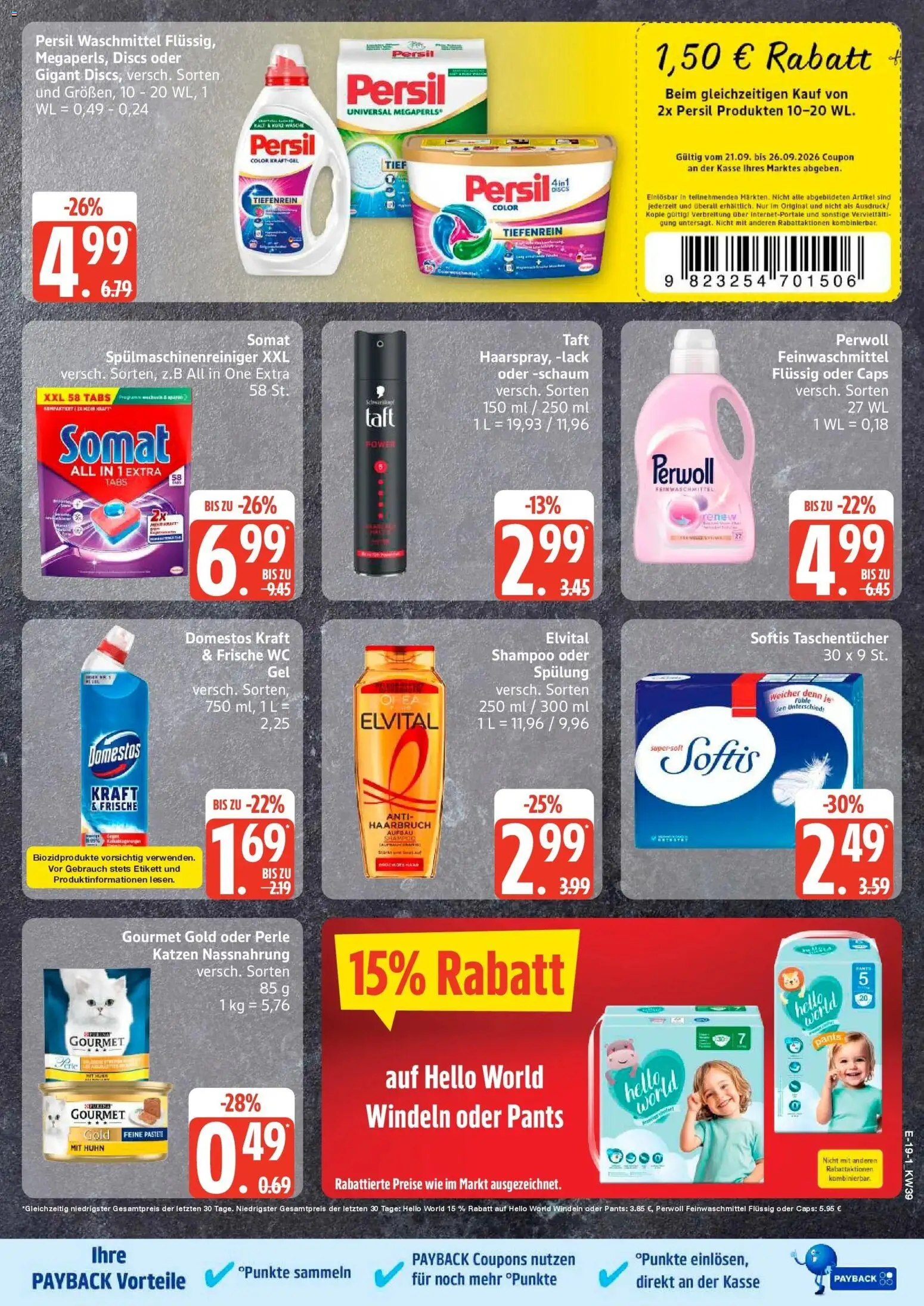 Edeka Prospekt Husum (ab 21.09.2026) » Angebote Online | Seite: 26 | Produkte: Taschentücher, Perwoll, Spülung, Waschmittel