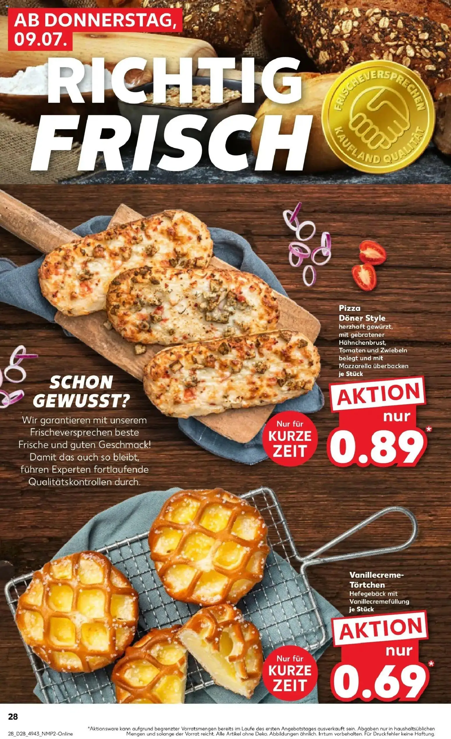 Kaufland Prospekt Pfullingen – gültig ab 09.07.2026 | Seite: 28 | Produkte: Mozzarella, Tomaten, Zwiebeln, Pizza