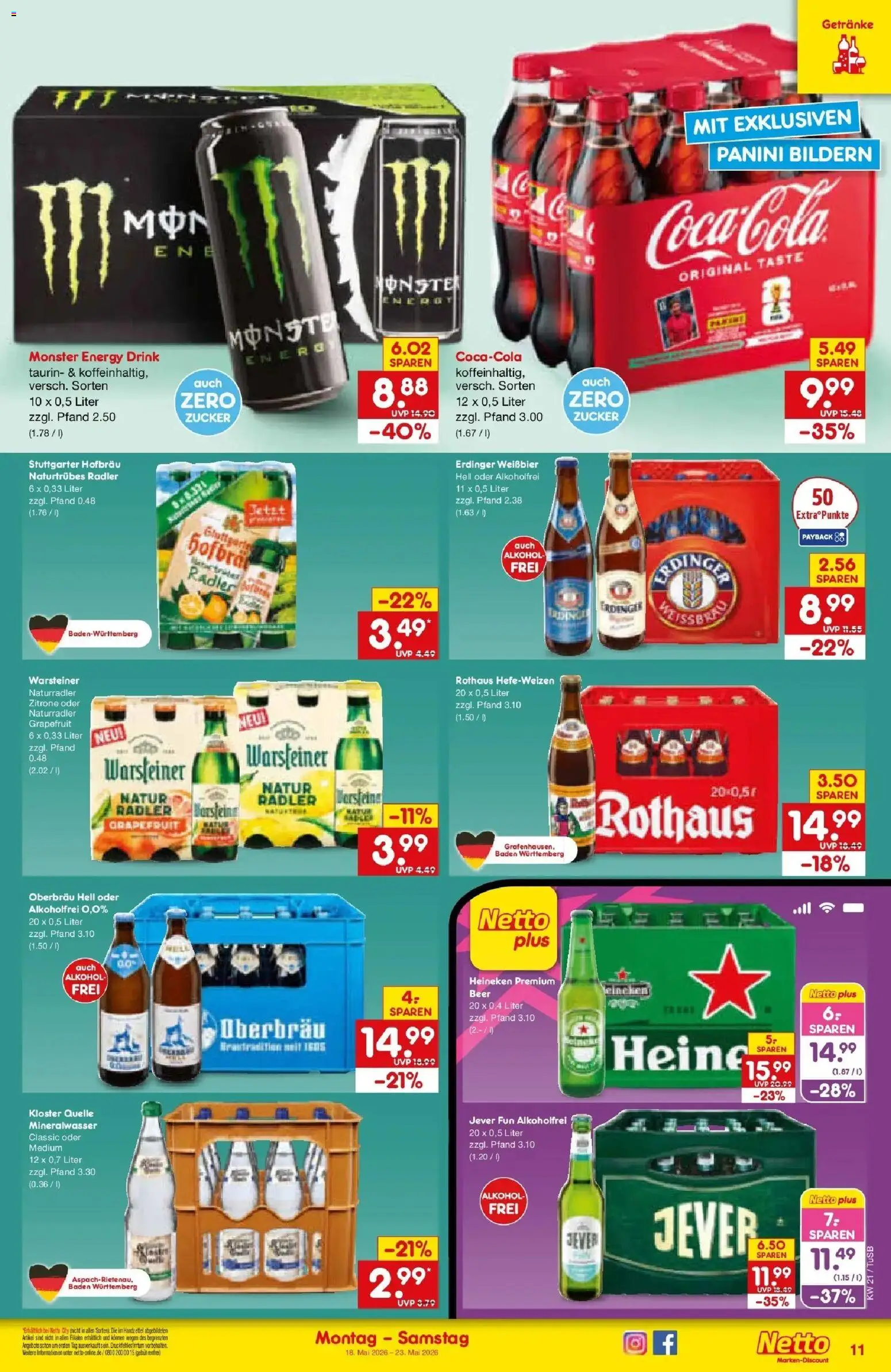 Netto Marken-Discount Prospekt Lahr-Langenwinkel	 – gültig ab 17.05.2026 | Seite: 11 | Produkte: Weißbier, Heineken, Grapefruit, Warsteiner