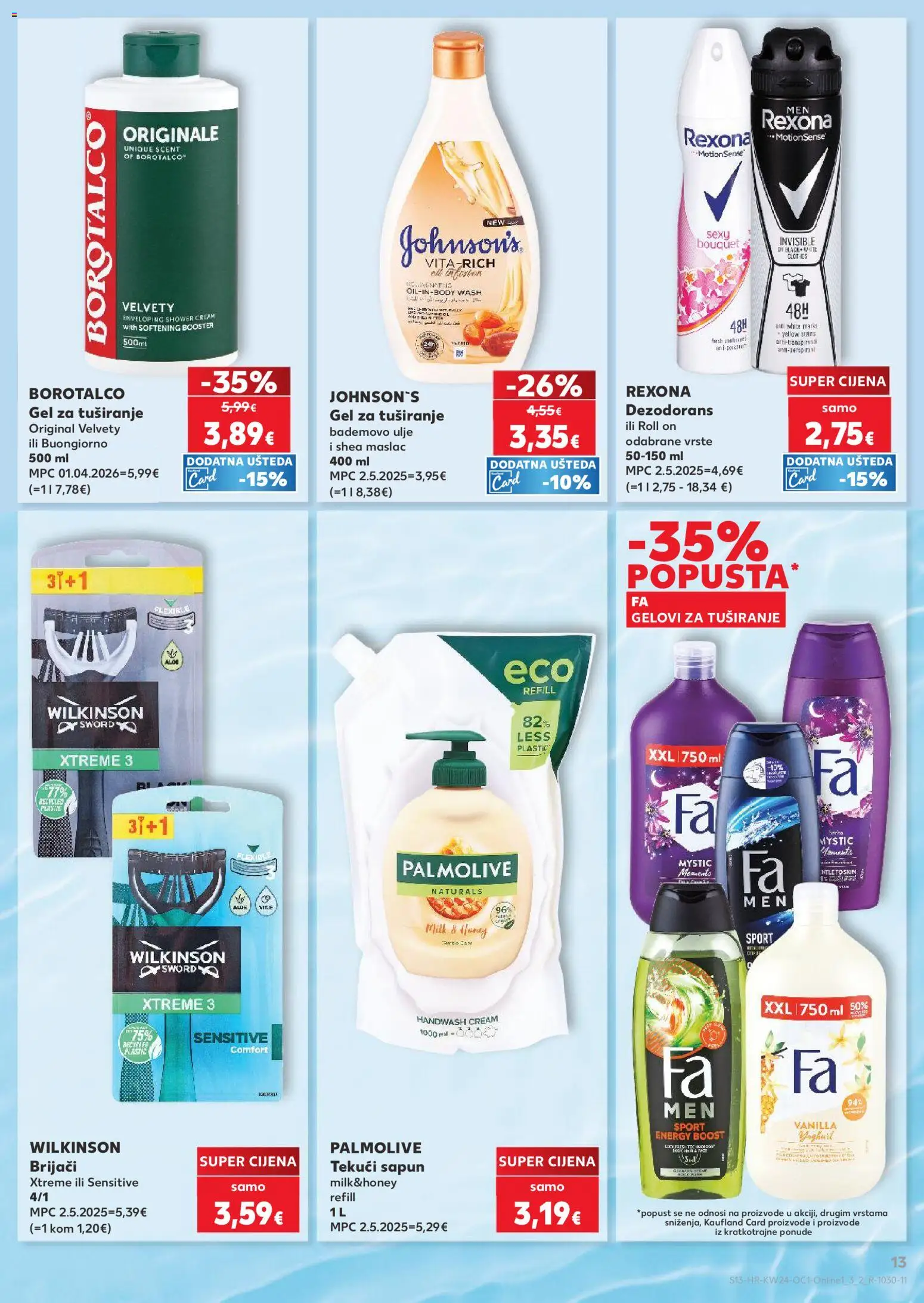 Kaufland katalog | vrijedi od 10.06.2026 | Stranica: 13 | Proizvodi: Roll on, Sapun, Gel za tuširanje, Dezodorans