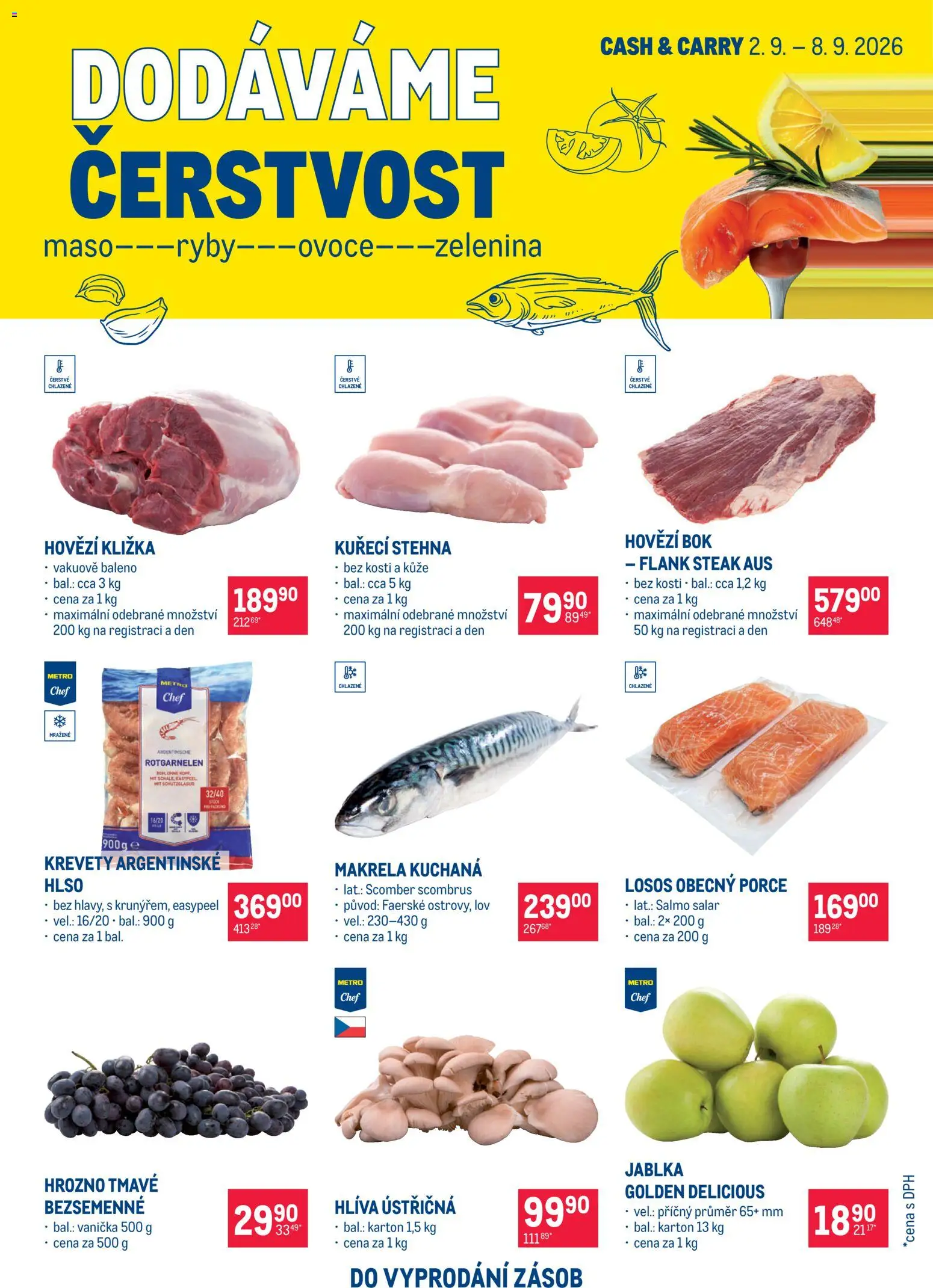 Makro leták - Ultra fresh nabídka od 26.08.2026 | Strana: 2 | Produkty: Hlíva ústřičná, Losos, Makrela, Maso