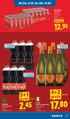COCA COLA 24er Pack, Classic, Zero ab 08.10.2026 gültig | Seite: 13 | Produkte: Coca Cola, Prosecco, Zucker