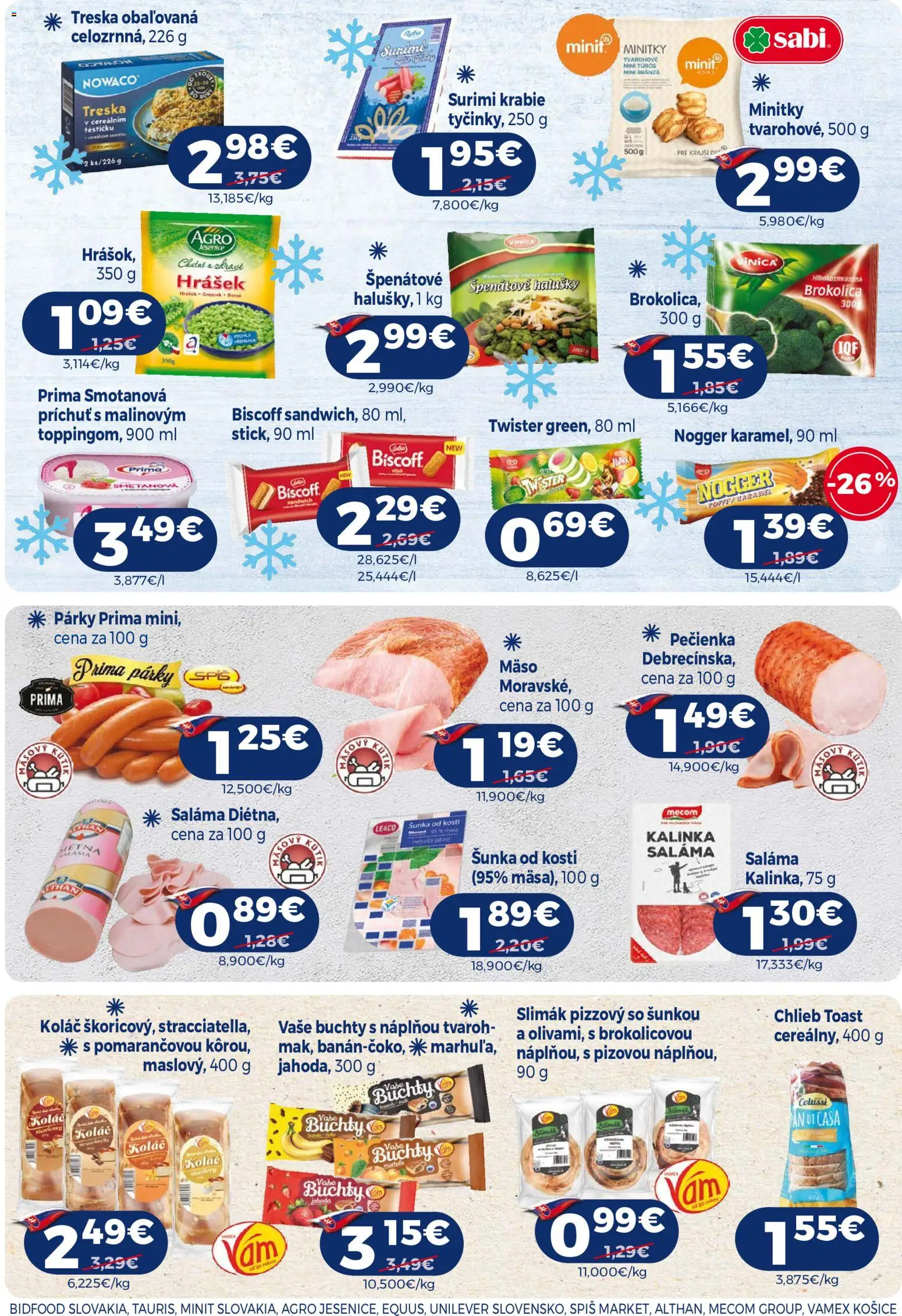 Nové Milk Agro akcie – leták je platný od 22.07.2026 | Strana: 7 | Produkty: Šunka, Tvaroh, Párky, Treska